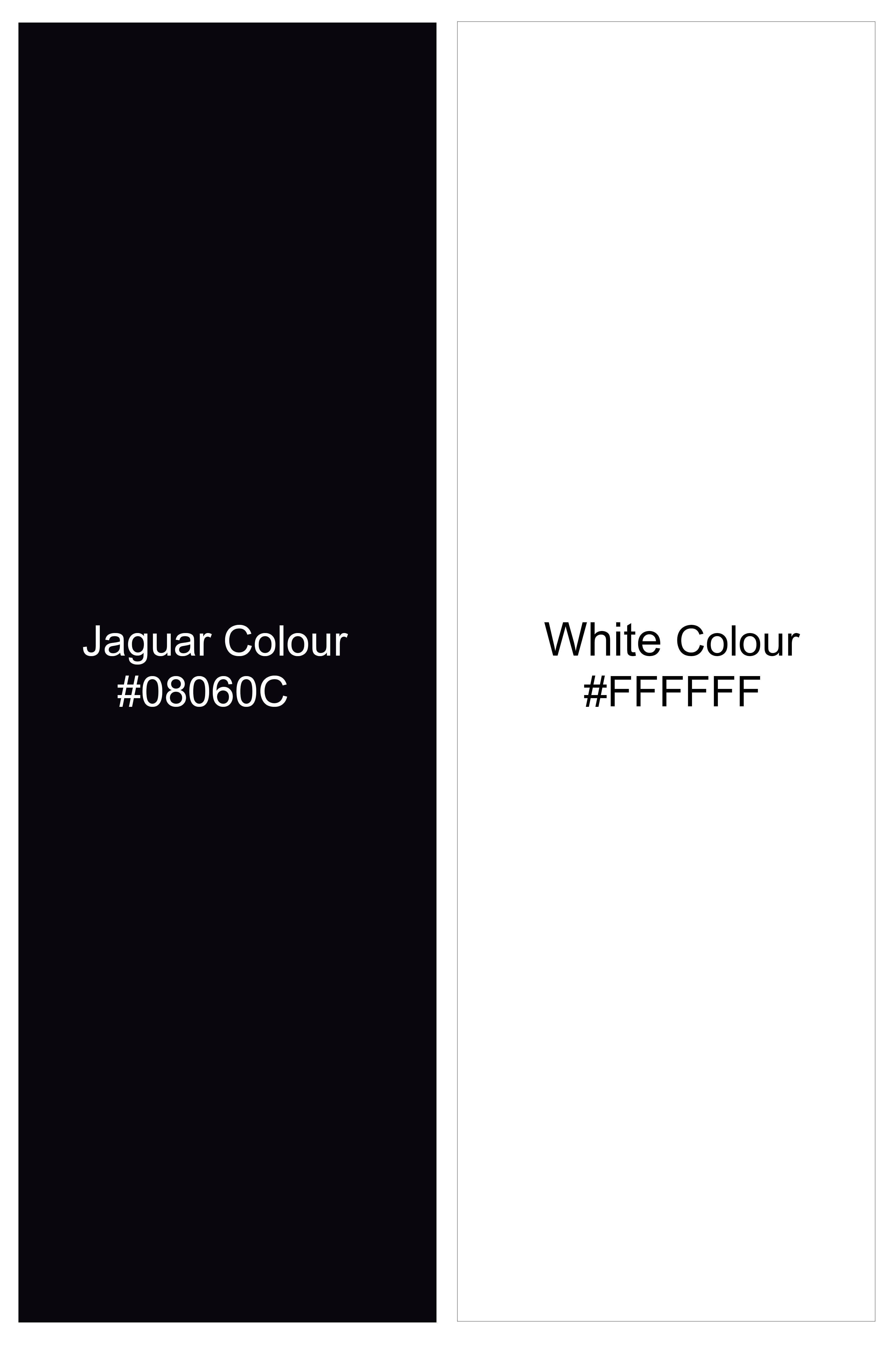 Jaguar Black And Bright White Alphabets Printed Premium Cotton Designer Double Breasted Suit