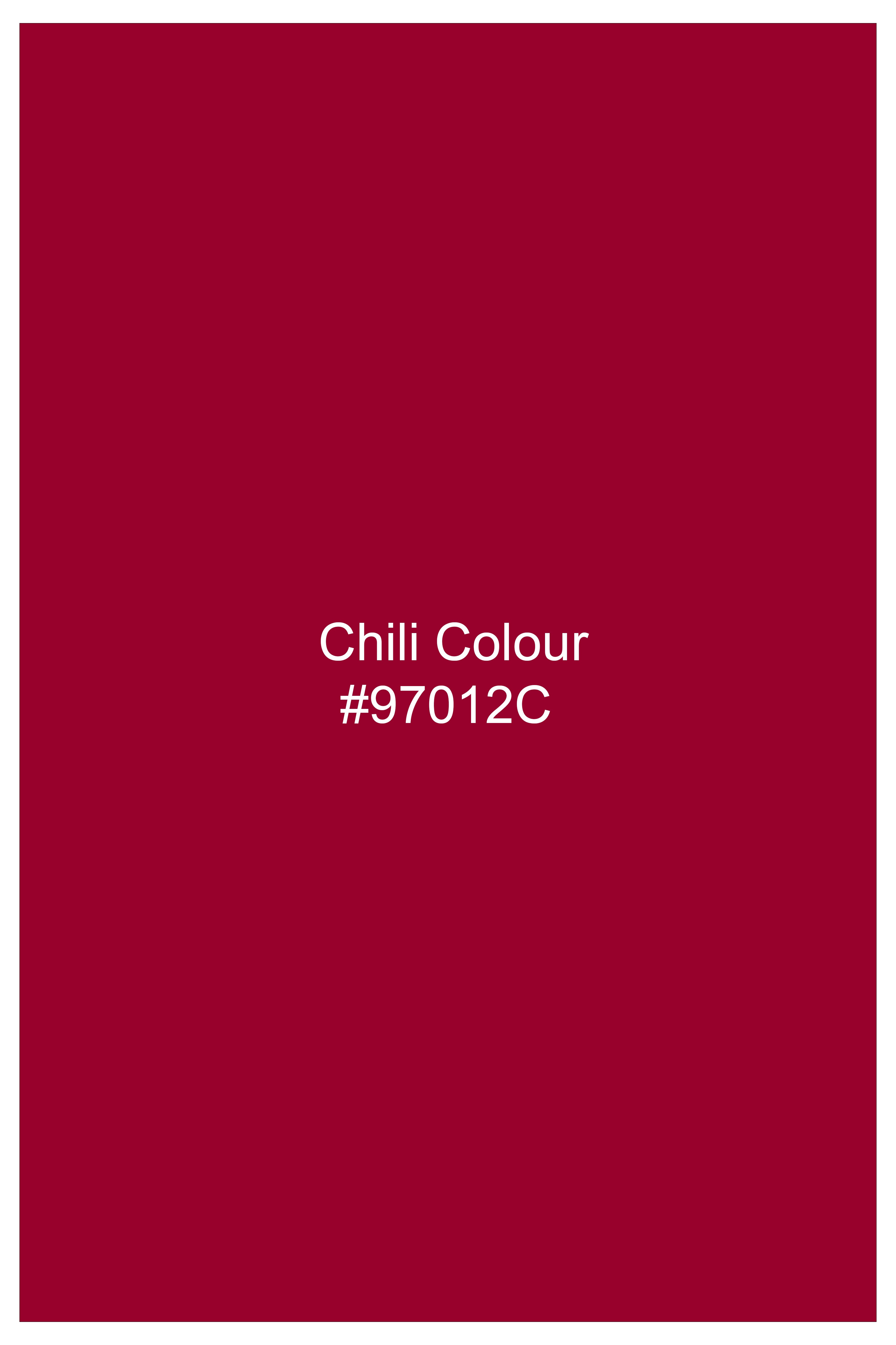 Vermilion-Chili Red Solid Wool Rich Peak Lapel Tuxedo Slight Stretch Suit