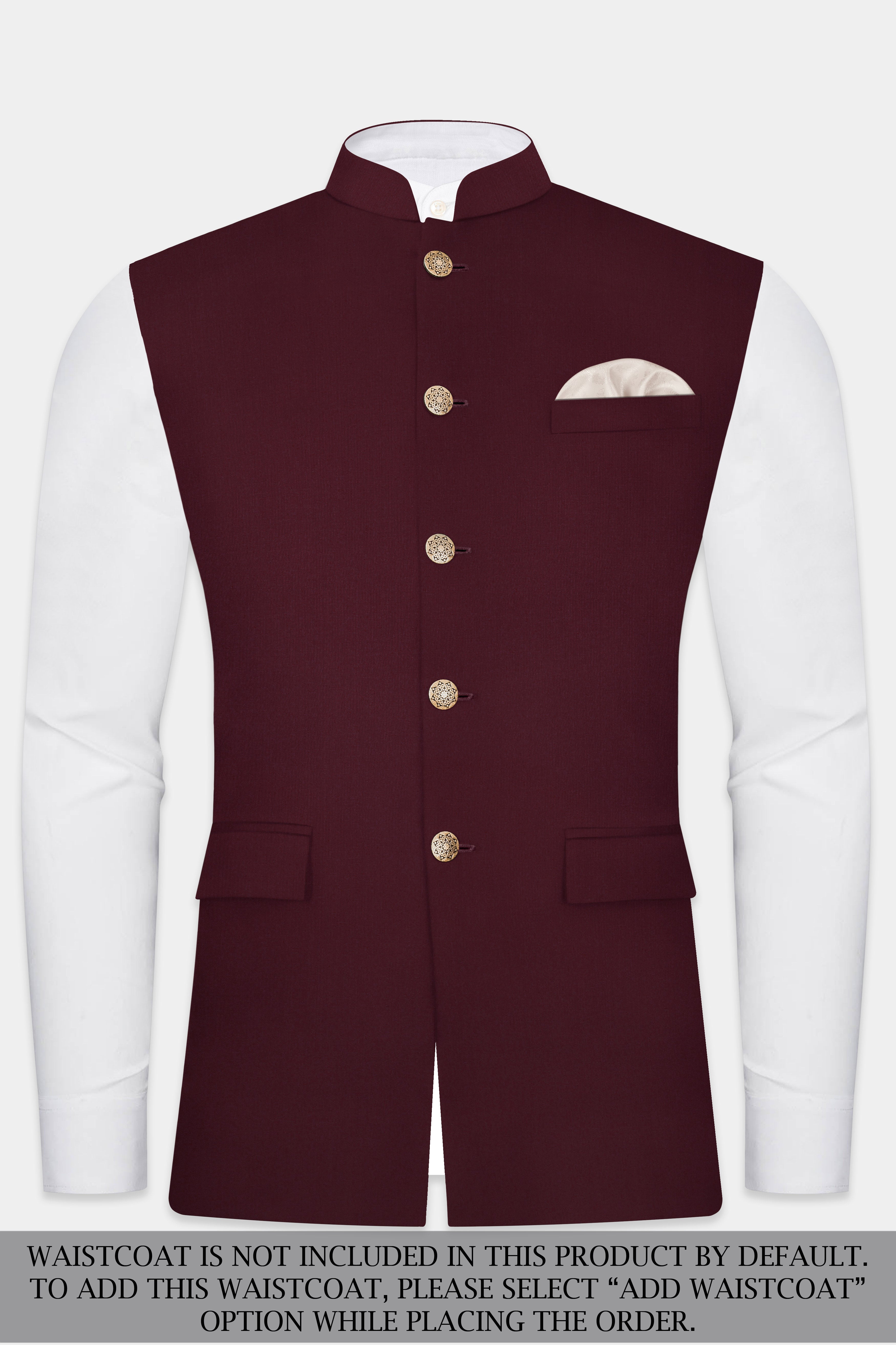 SepiaElite-Tamarind Brown Solid Wool Rich Cross Placket Bandhgala Suit