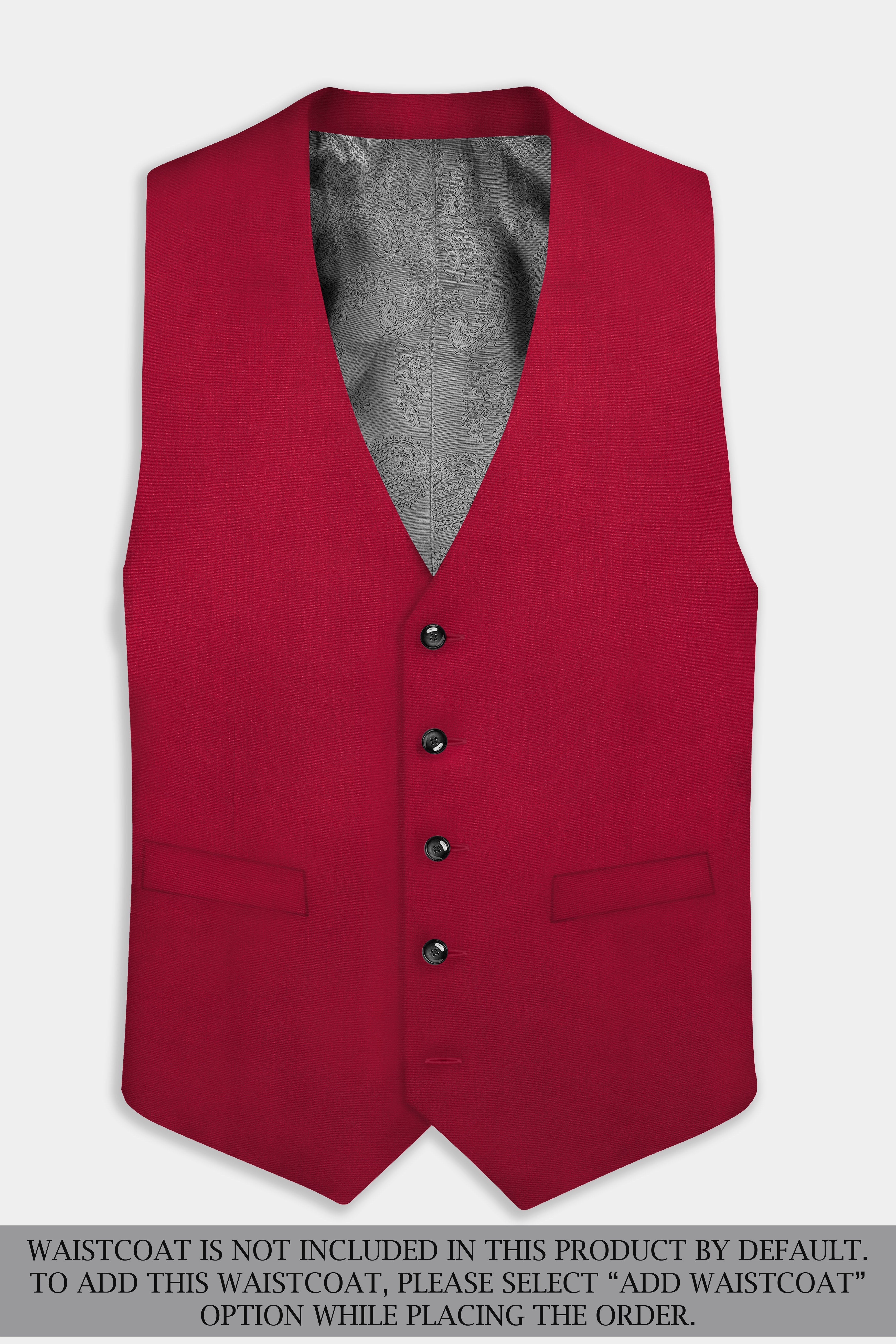 Vermilion-Chili Red Solid Wool Rich Double Breasted Suit