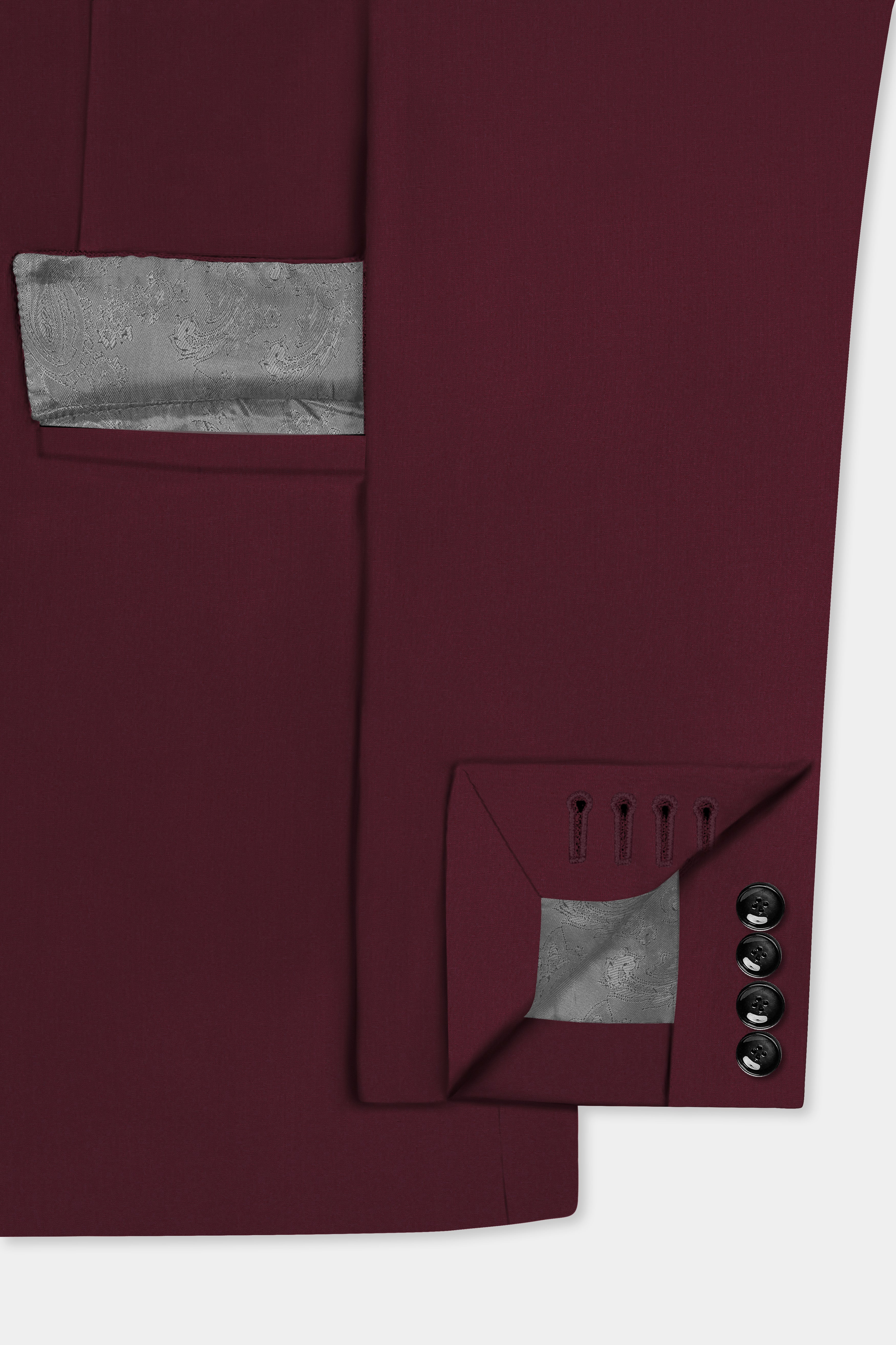 Merlot-Wine Berry Solid Wool Rich Double Breasted Slight Stretch Suit