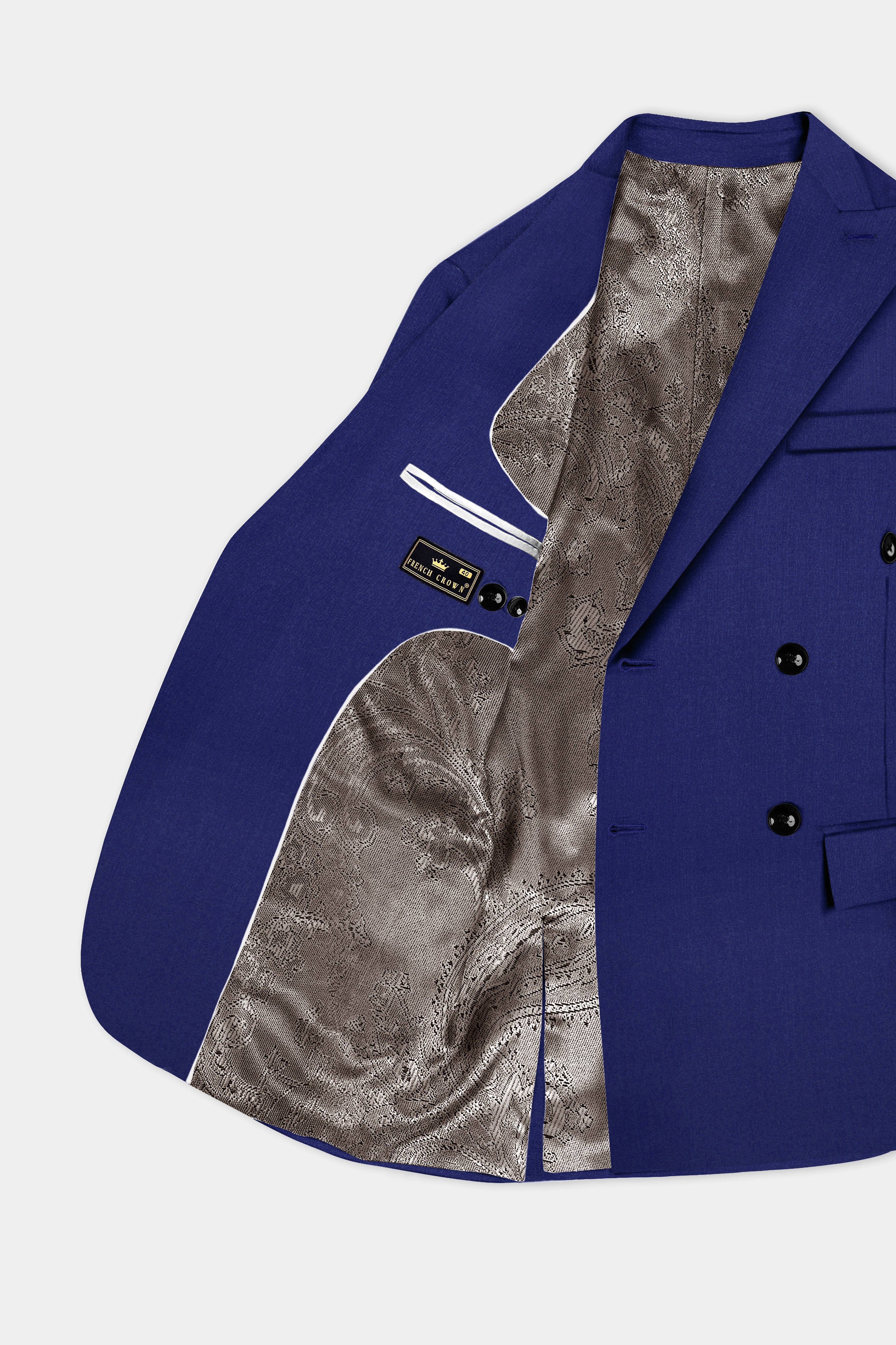 Celestia-Zodiac Blue Solid Wool Rich Double Breasted Suit