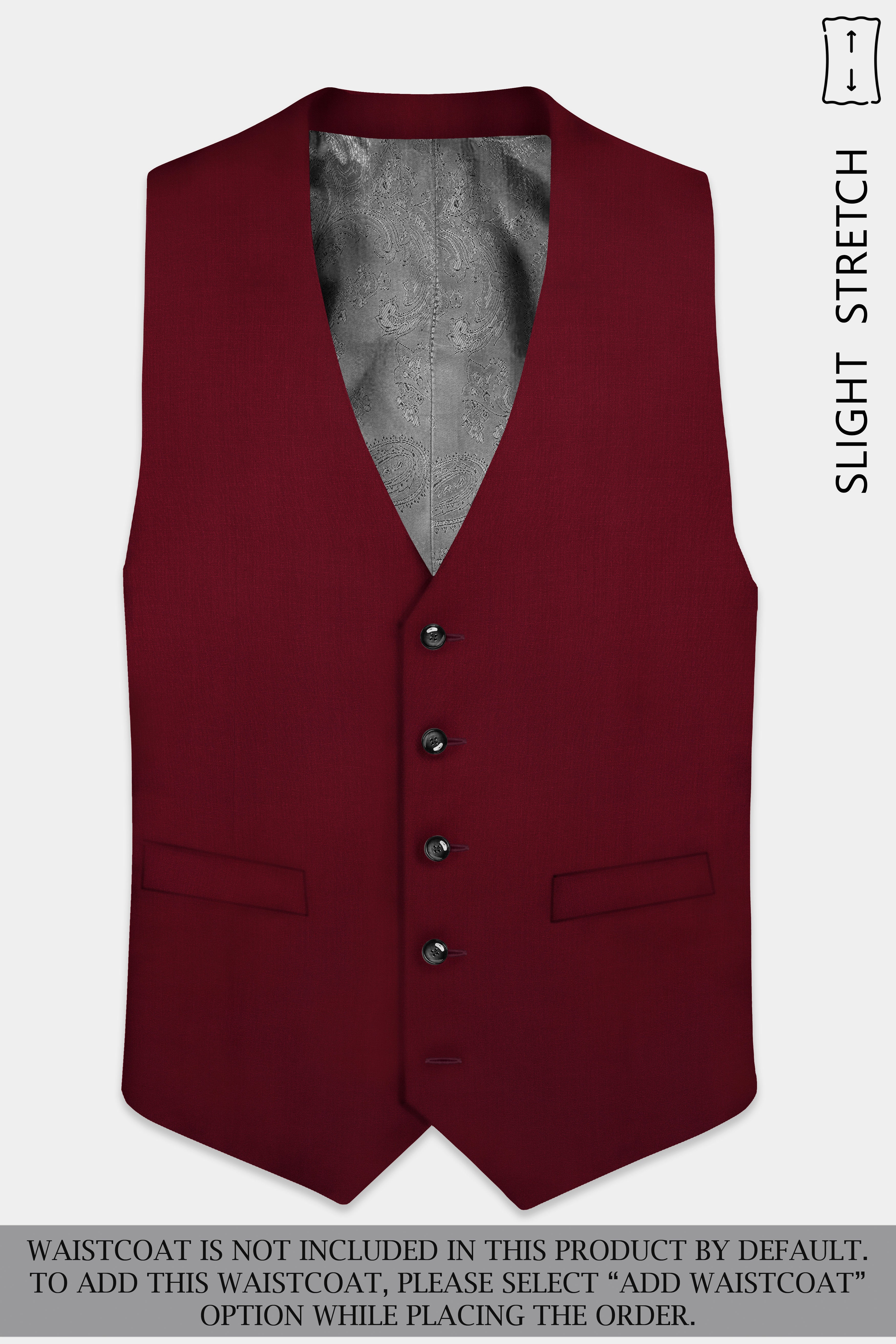 CrimsonAce-Cherry Red Solid Wool Rich Double Breasted Slight Stretch Suit