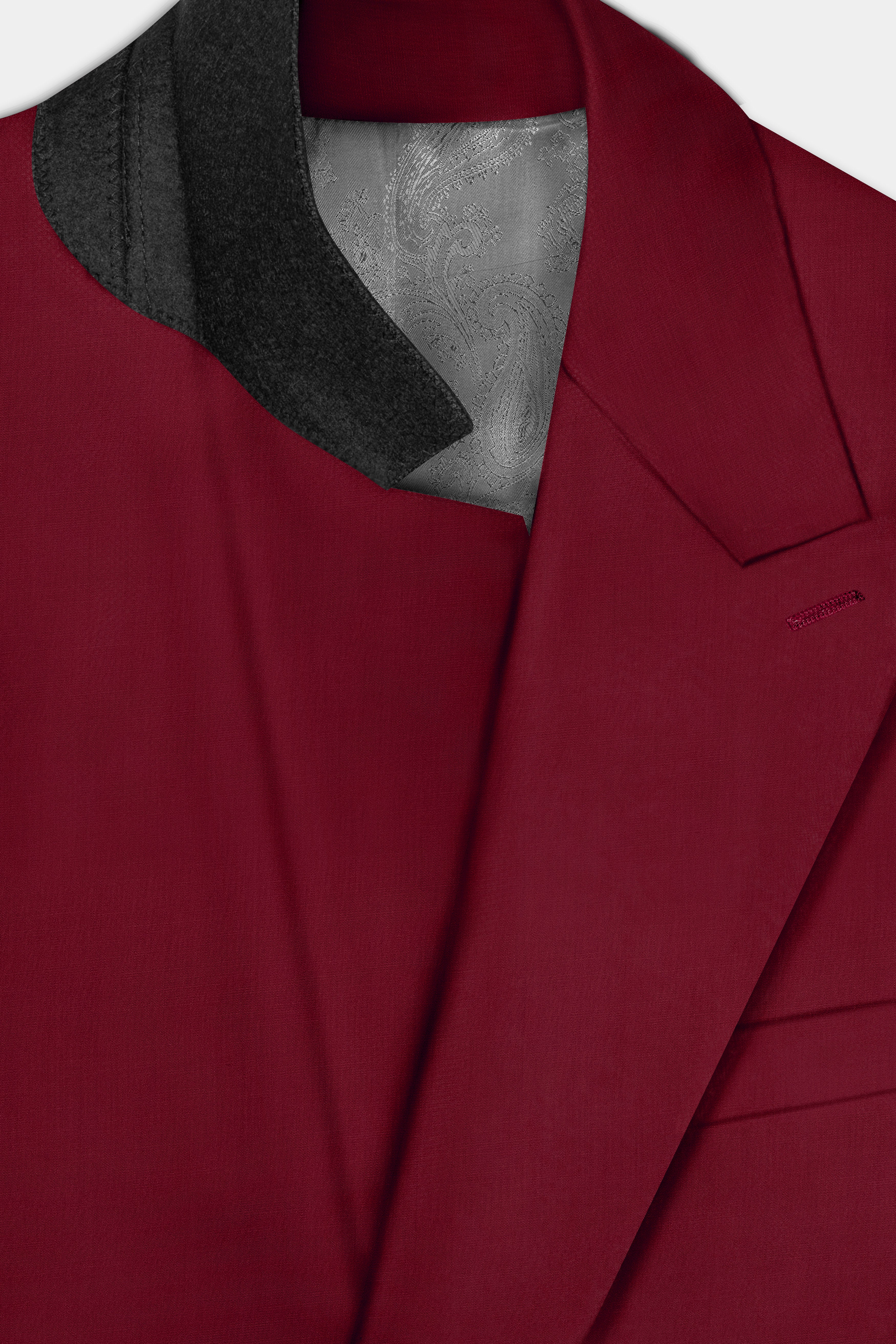 CrimsonAce-Cherry Red Solid Wool Rich Double Breasted Slight Stretch Suit