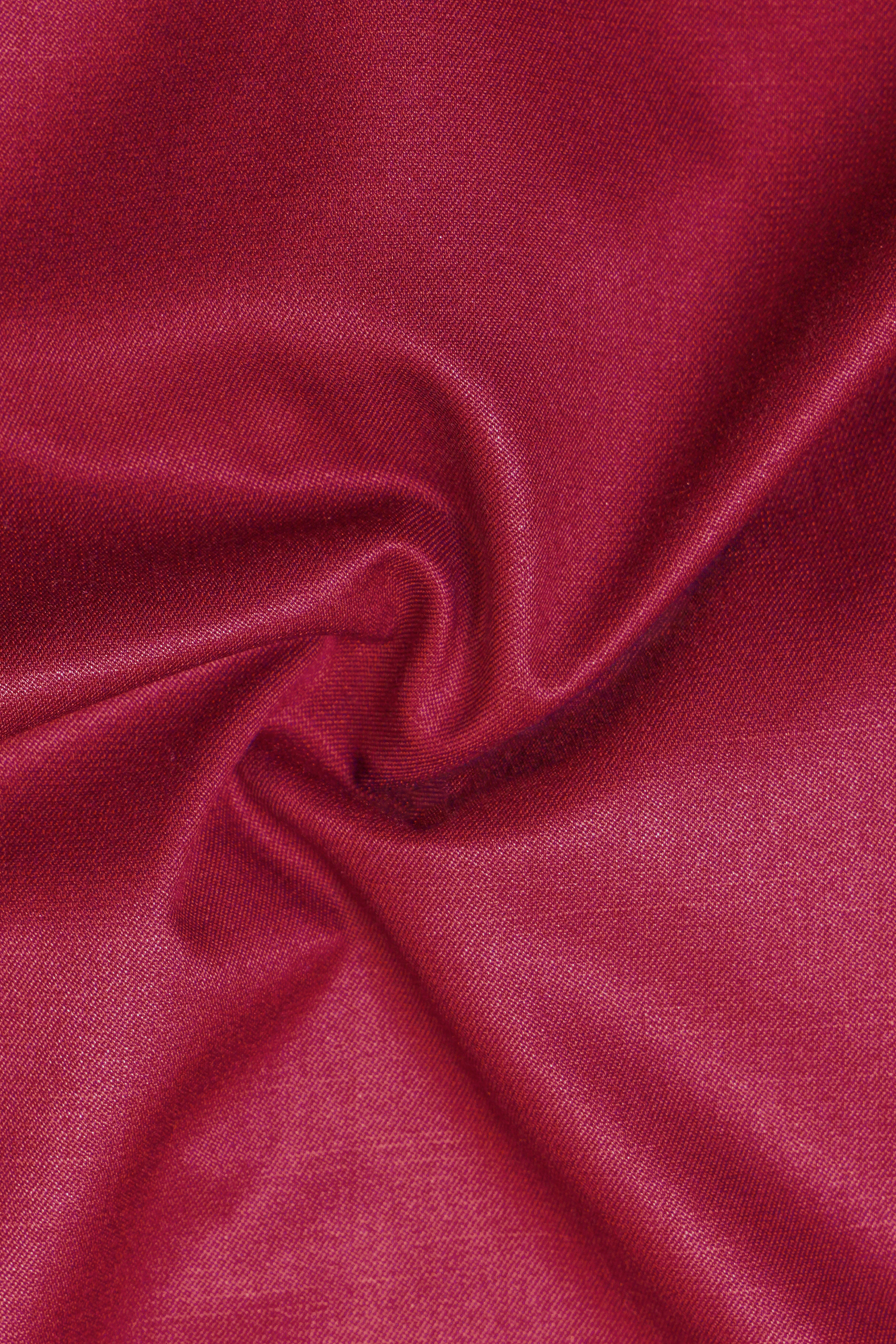 Vermilion-Chili Red Solid Wool Rich Single Breasted Slight Stretch Suit