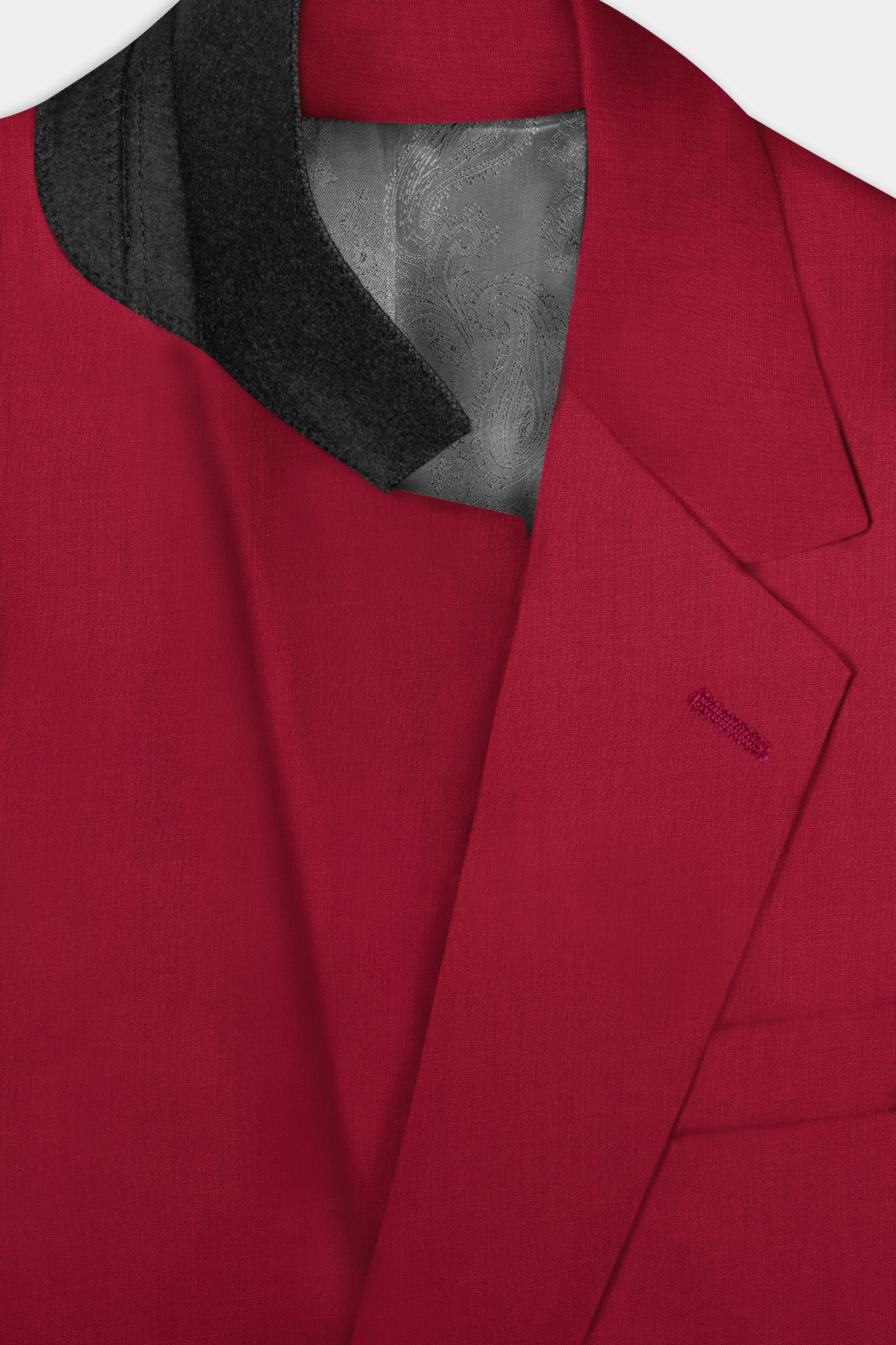 Vermilion-Chili Red Solid Wool Rich Single Breasted Suit