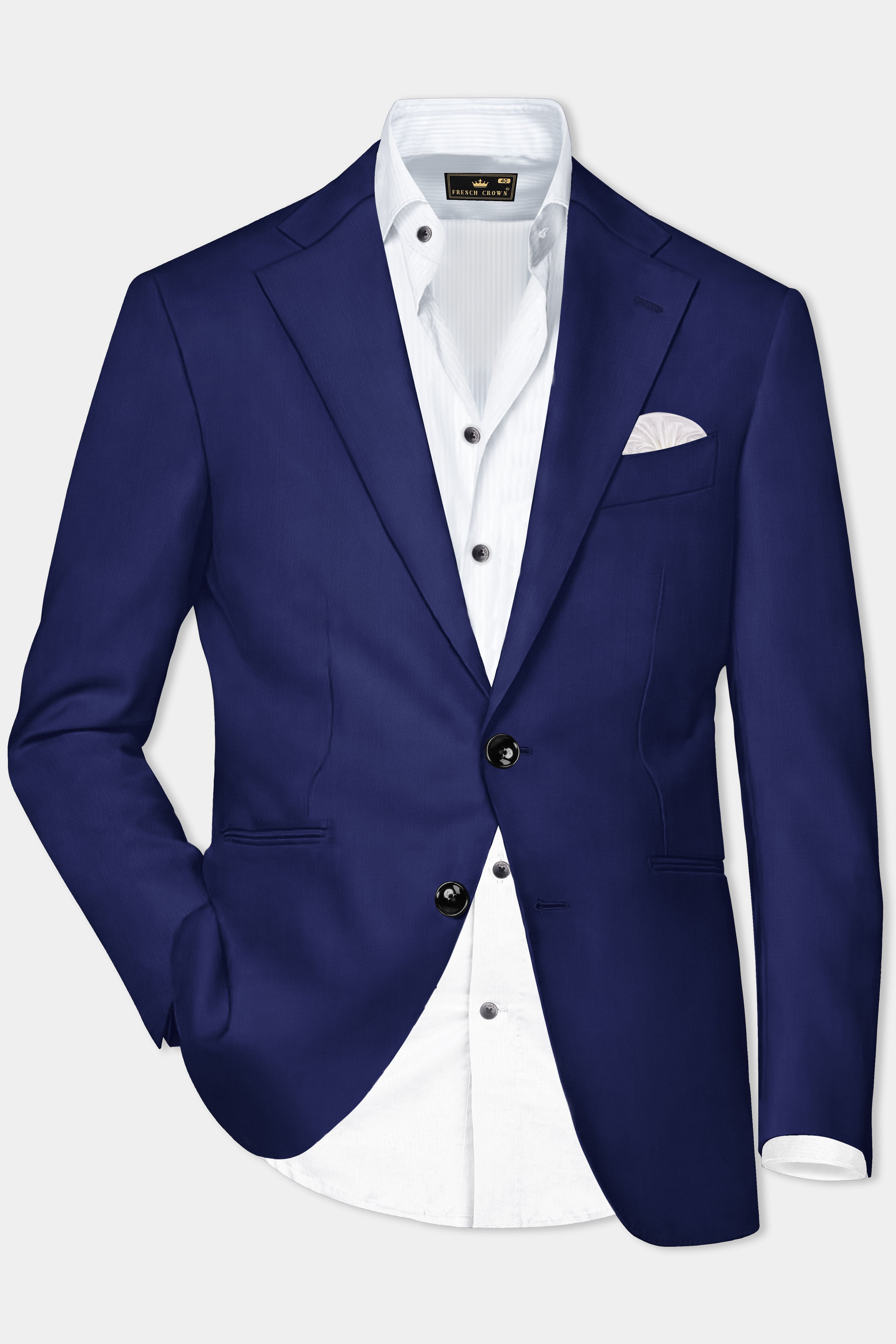 Celestia-Zodiac Blue Solid Wool Rich Single Breasted Suit