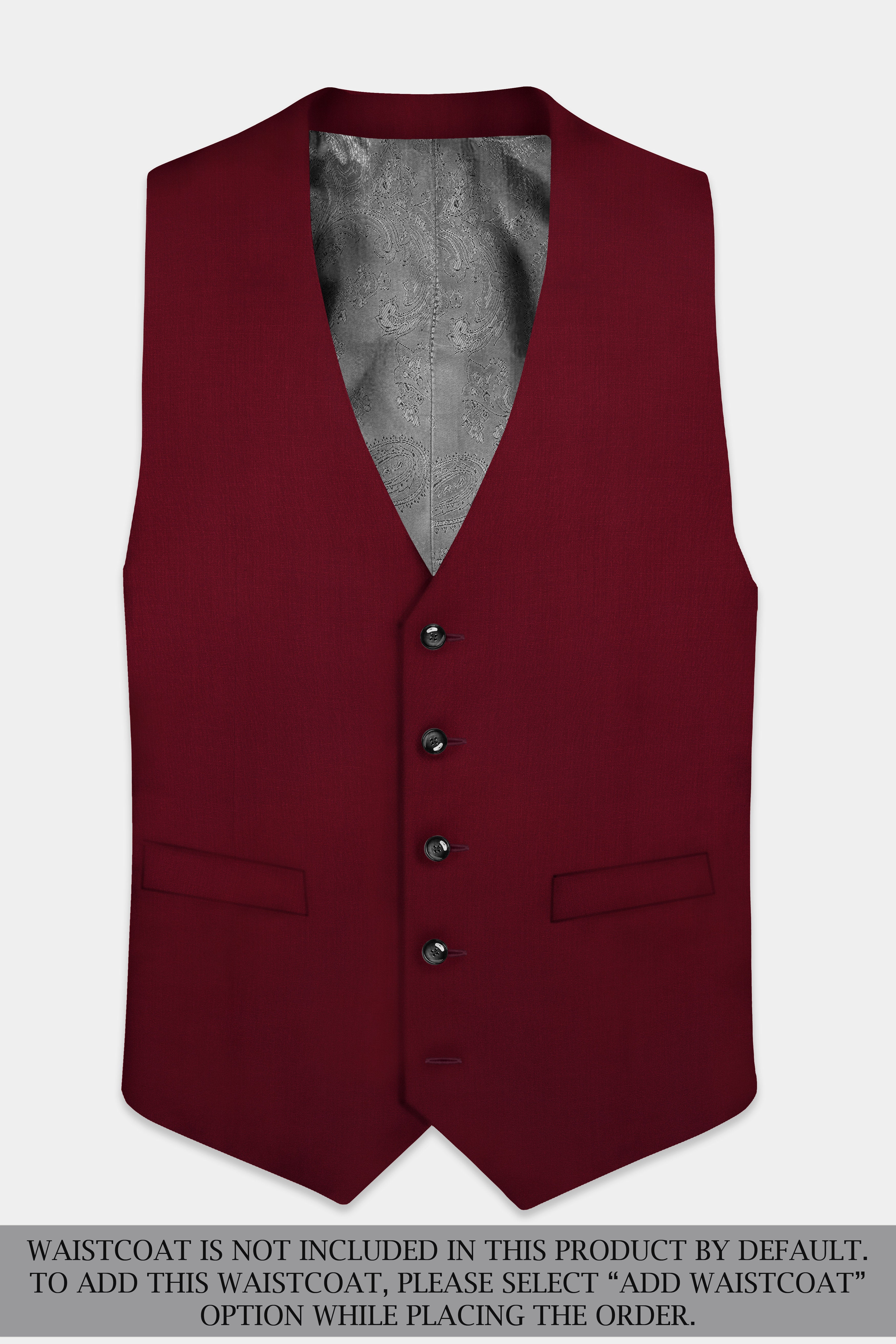 CrimsonAce-Cherry Red Solid Wool Rich Single Breasted Suit