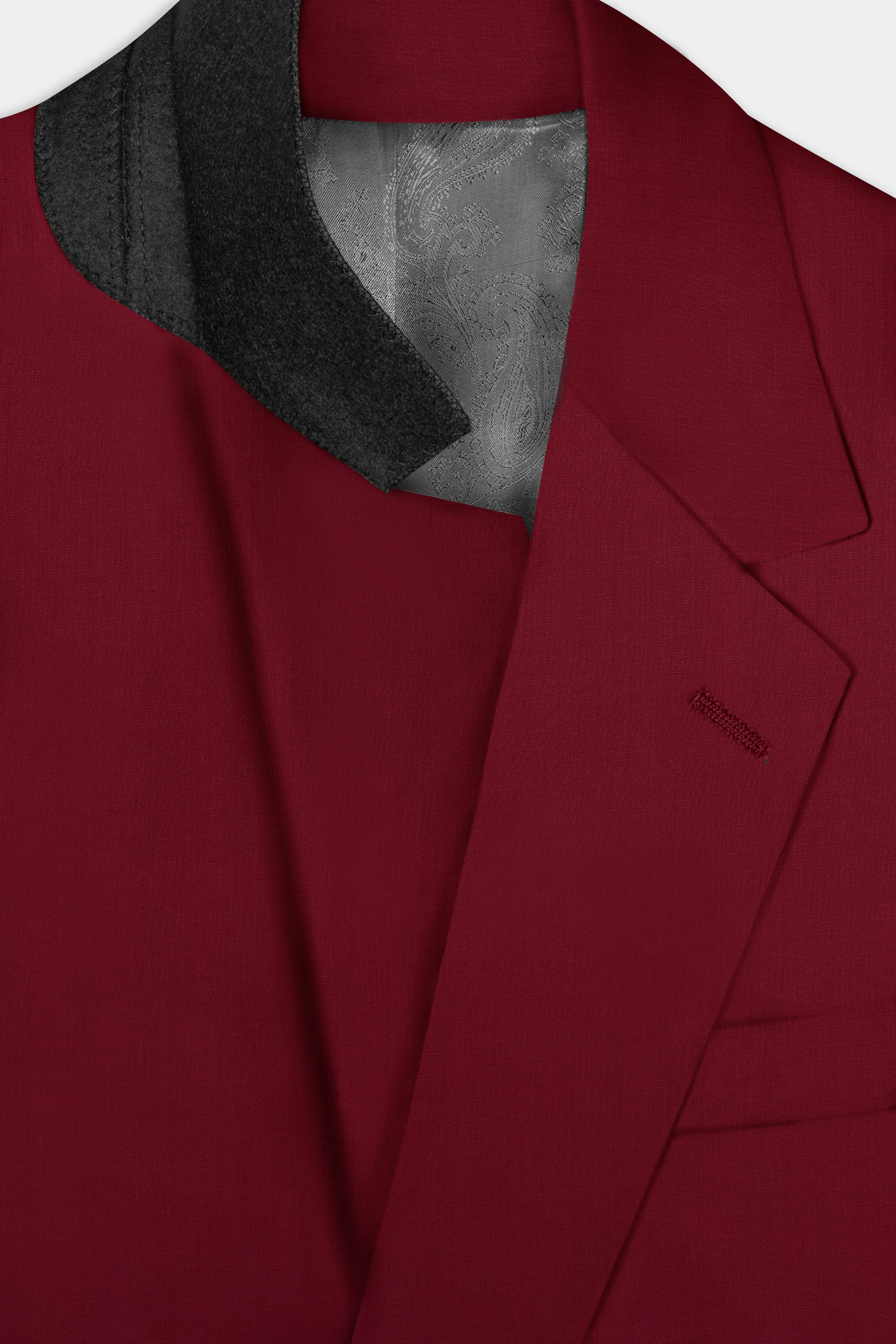 CrimsonAce-Cherry Red Solid Wool Rich Single Breasted Suit