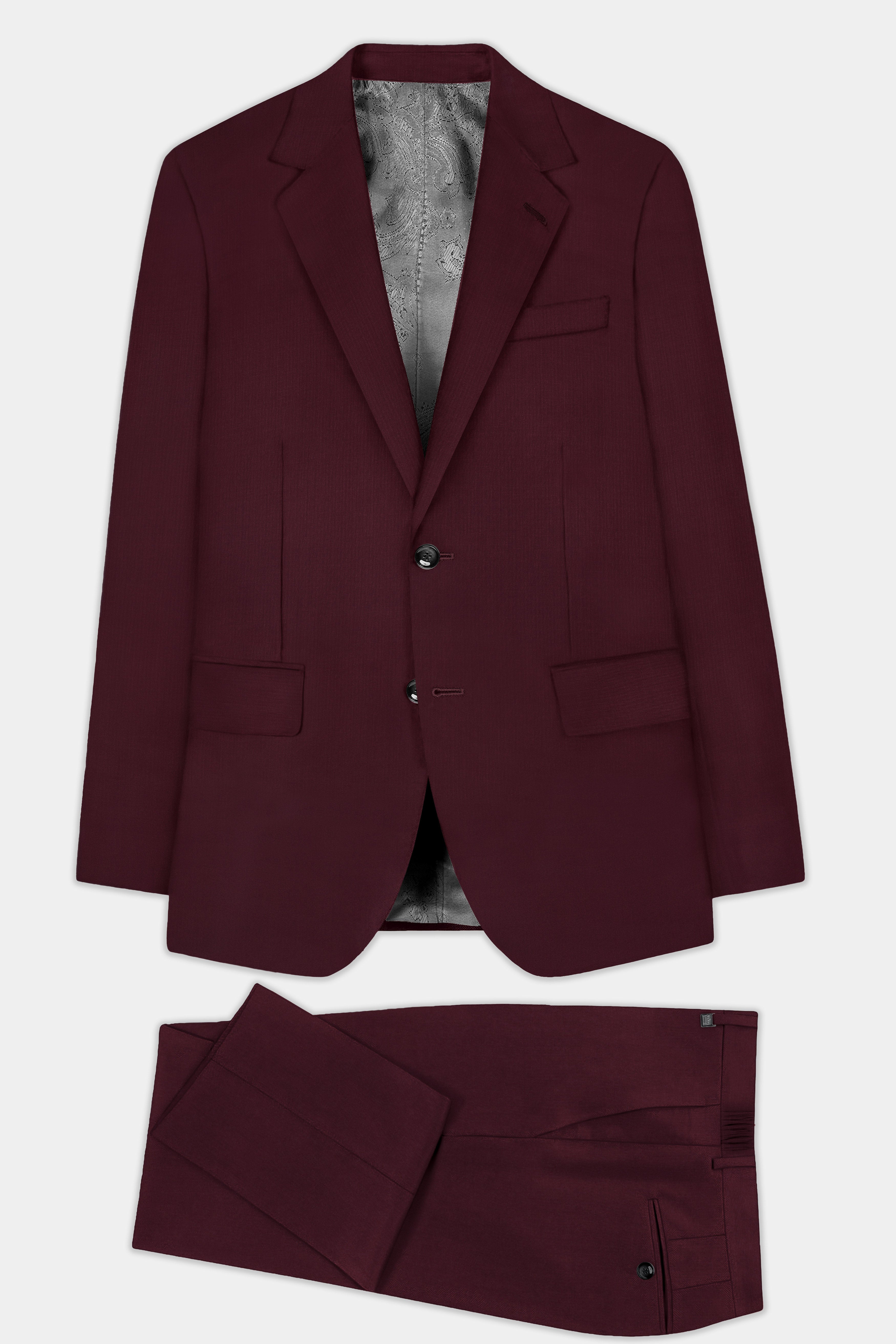 SepiaElite-Tamarind Brown Solid Wool Rich Single Breasted Slight Stretch Suit