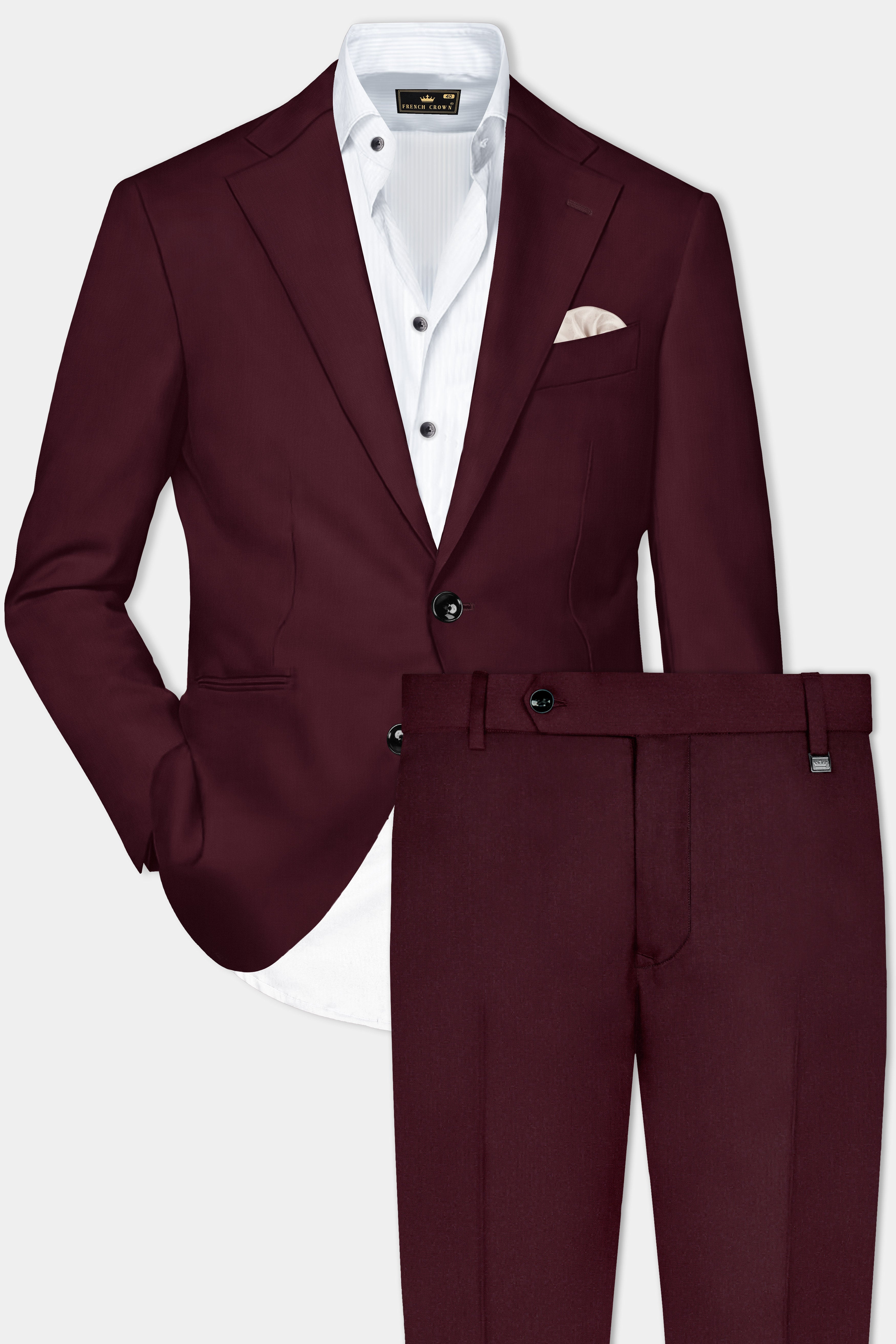 SepiaElite-Tamarind Brown Solid Wool Rich Single Breasted Suit