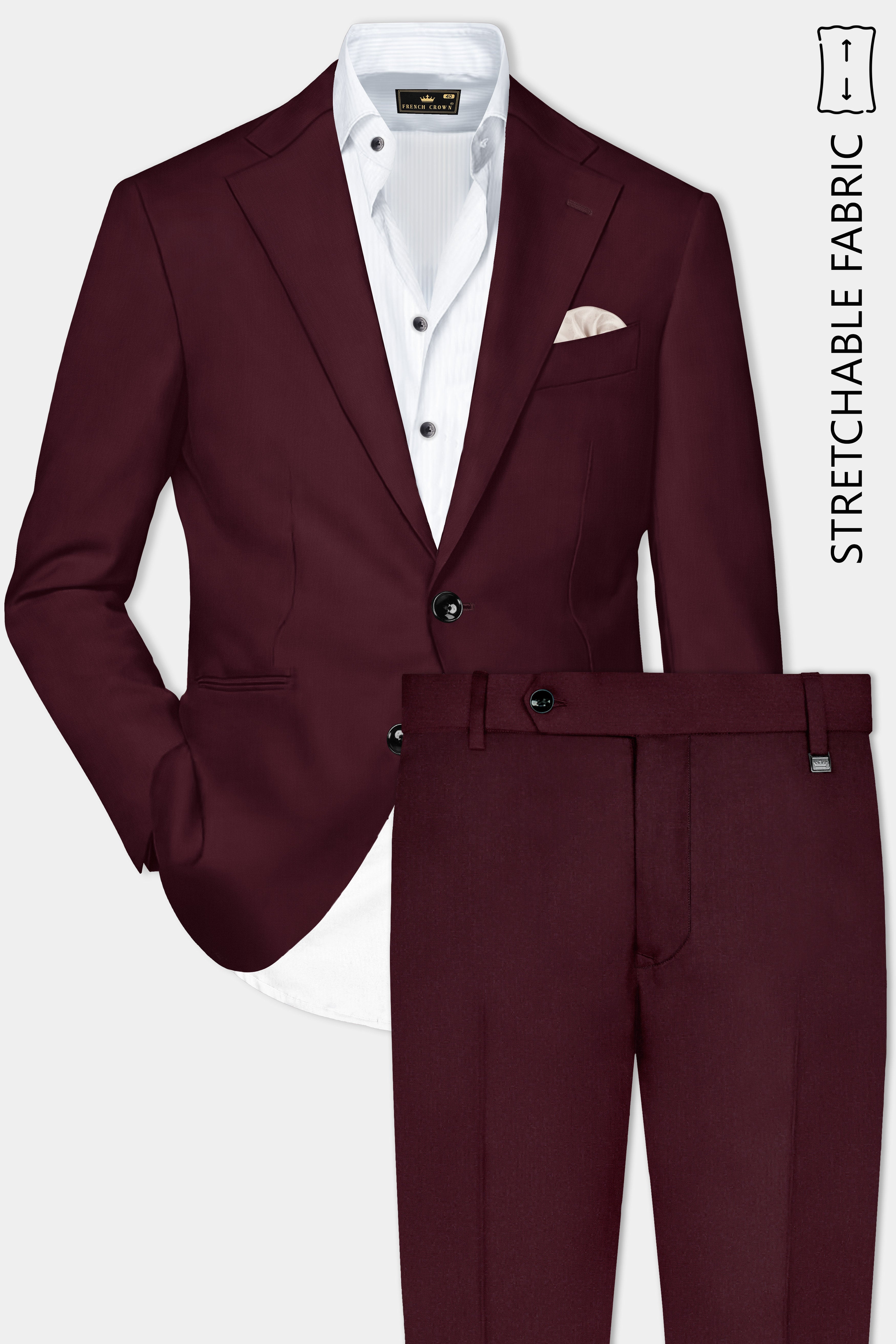 SepiaElite-Tamarind Brown Solid Wool Rich Single Breasted Slight Stretch Suit