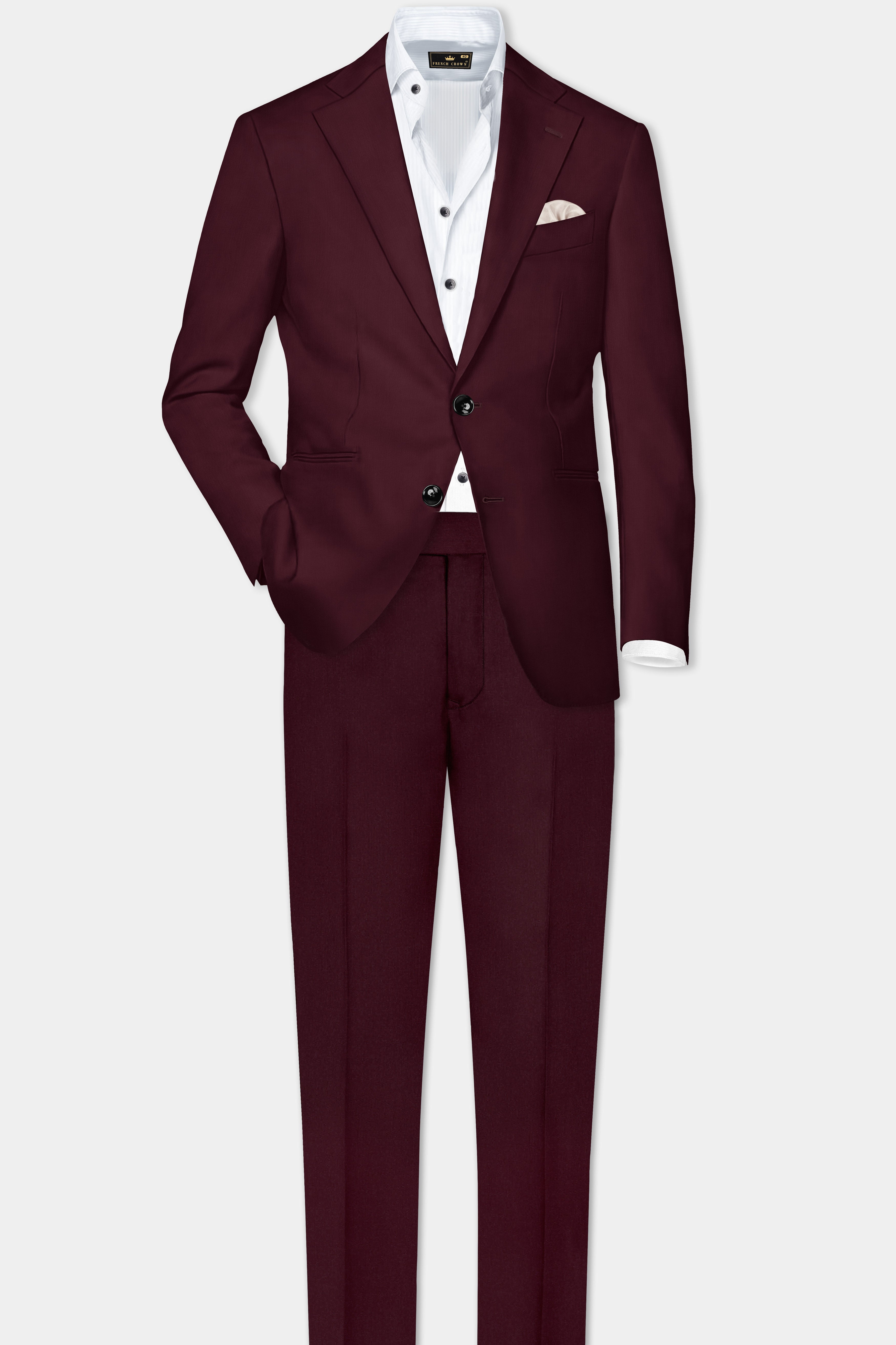 SepiaElite-Tamarind Brown Solid Wool Rich Single Breasted Slight Stretch Suit