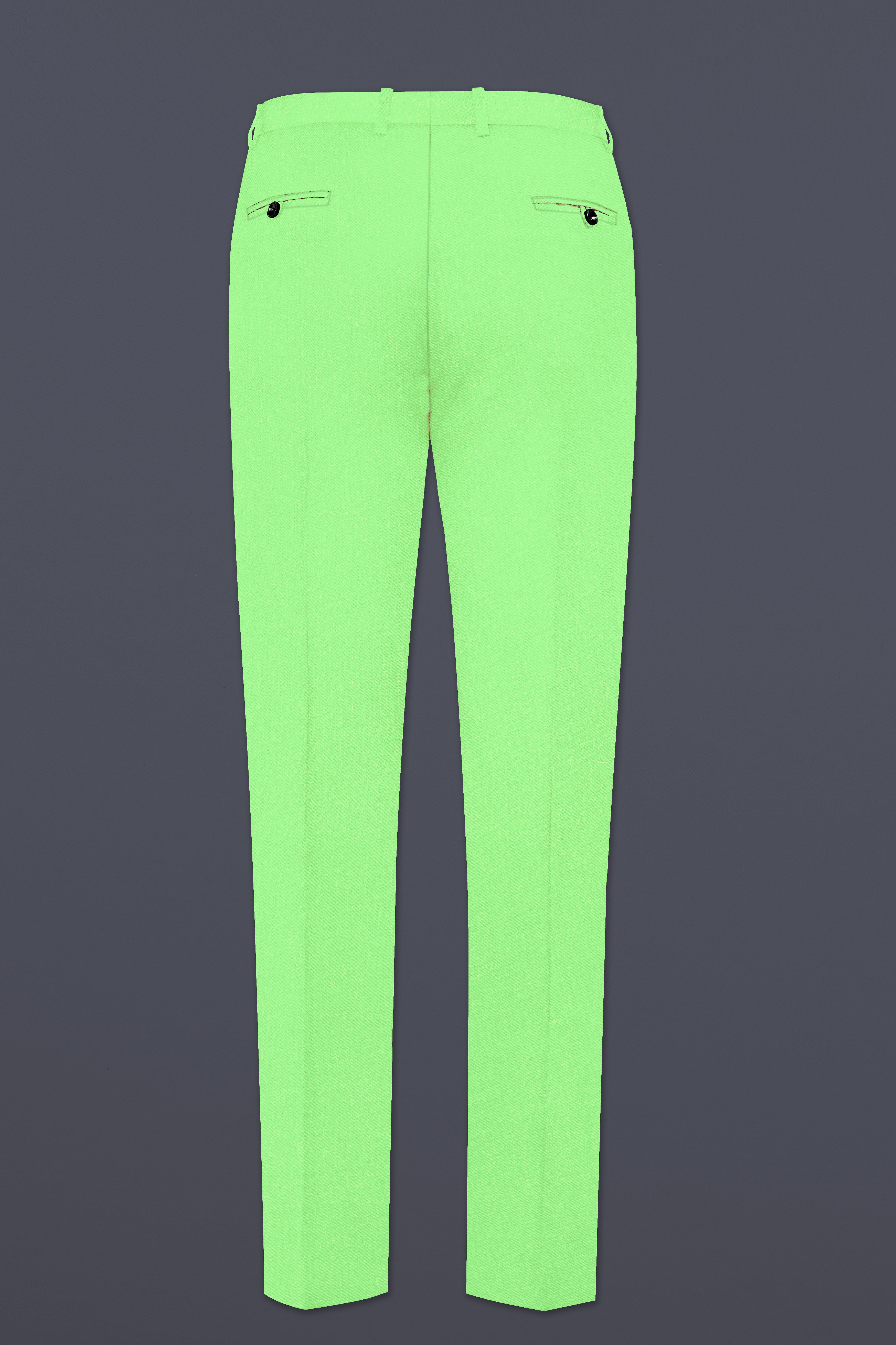 Emerald-Mint Green Solid Wool Rich Bandhgala Stretchable traveler Suit