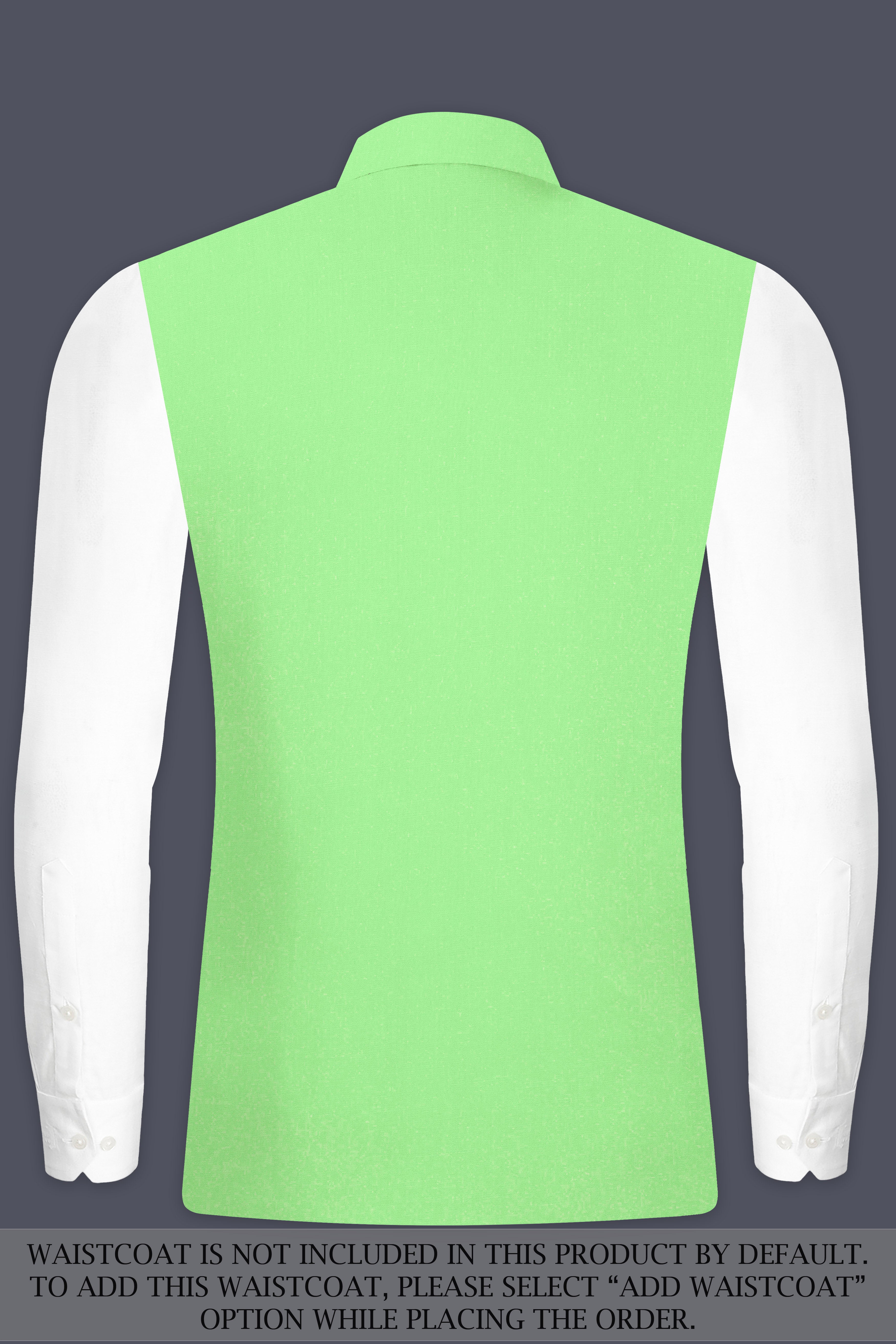 Emerald-Mint Green Solid Wool Rich Bandhgala Stretchable traveler Suit