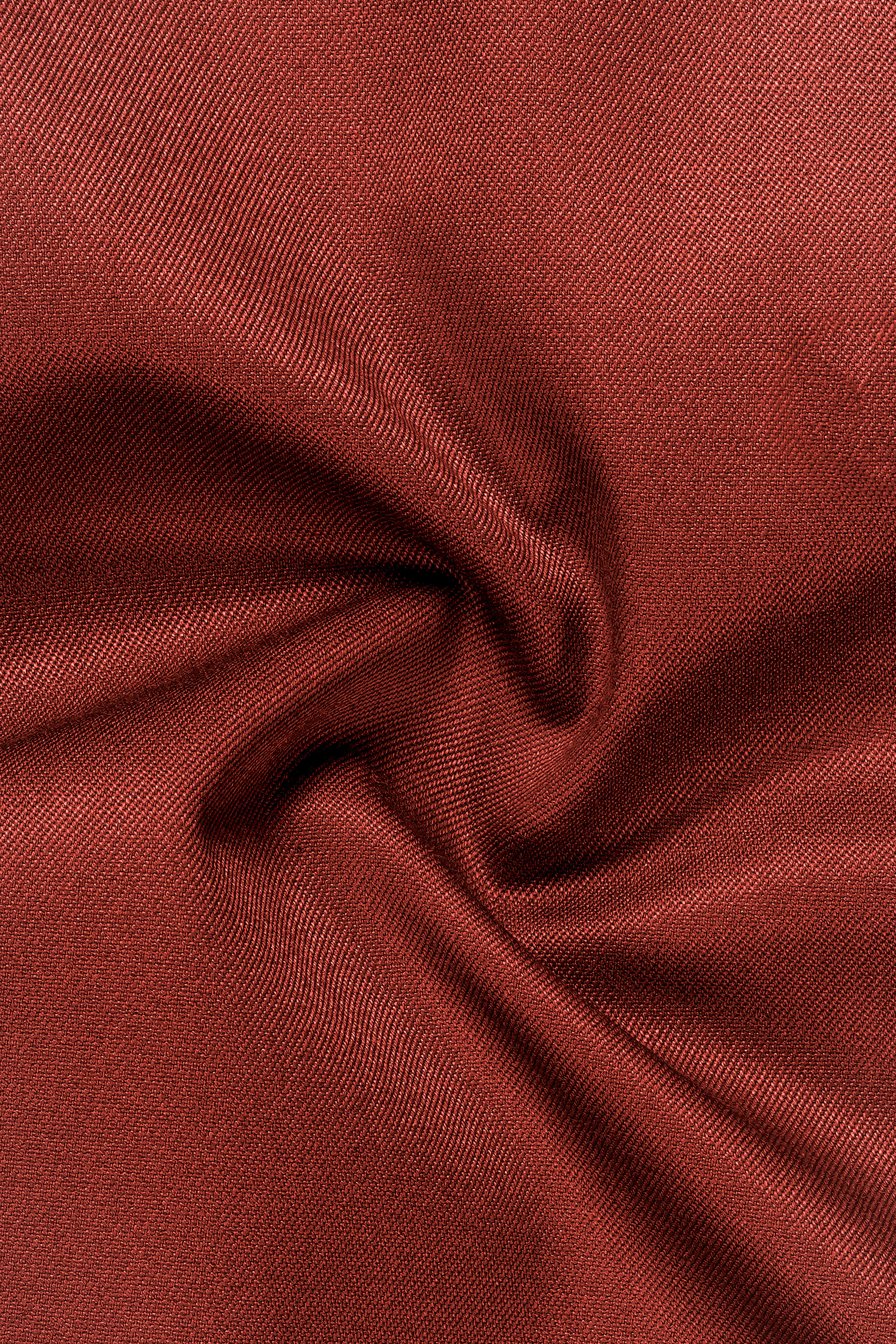 Inferno Rust-Brick Red Solid Wool Rich Bandhgala Slight Stretch Suit