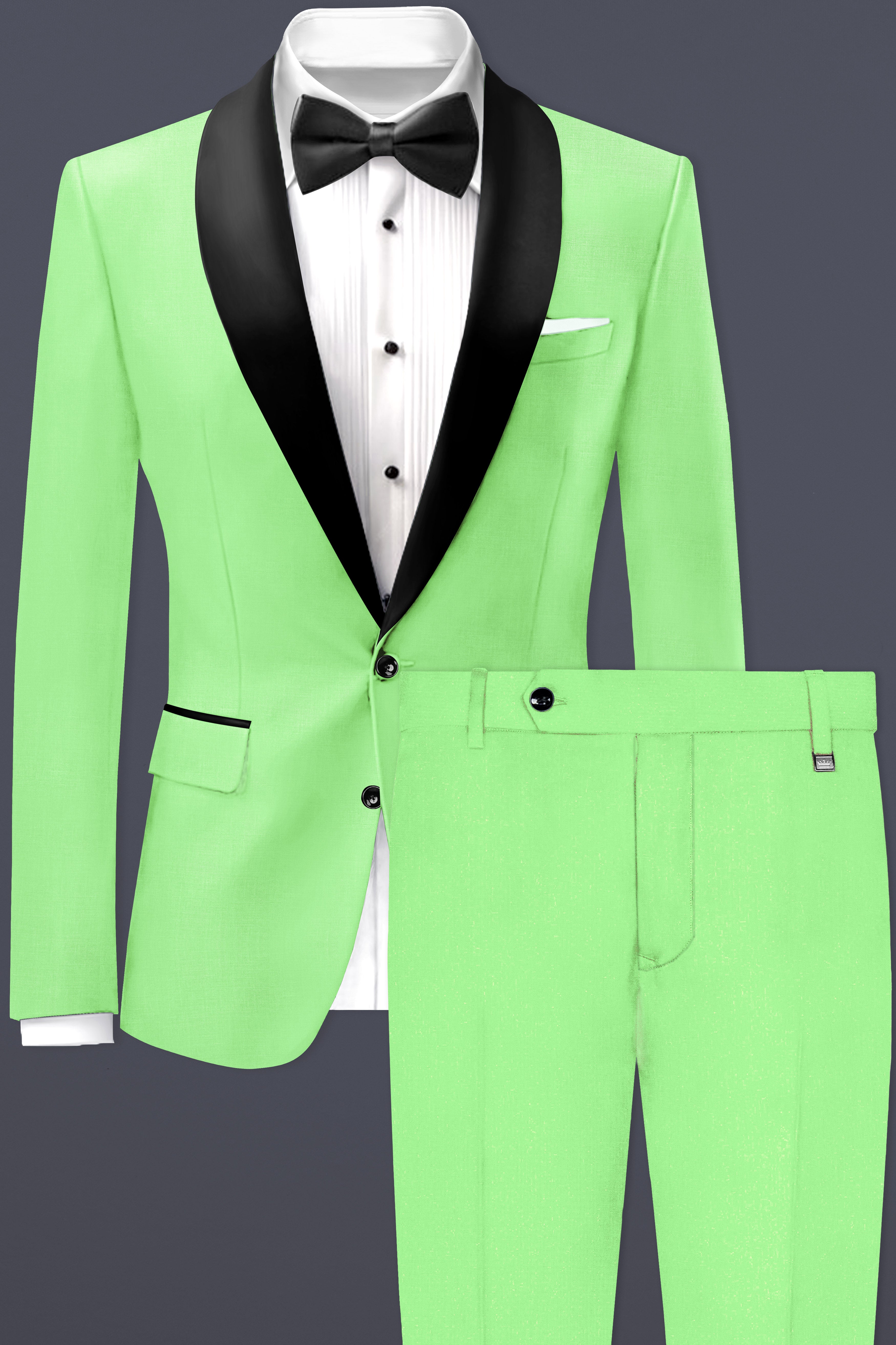 Emerald-Mint Green Solid Wool Rich Tuxedo Suit