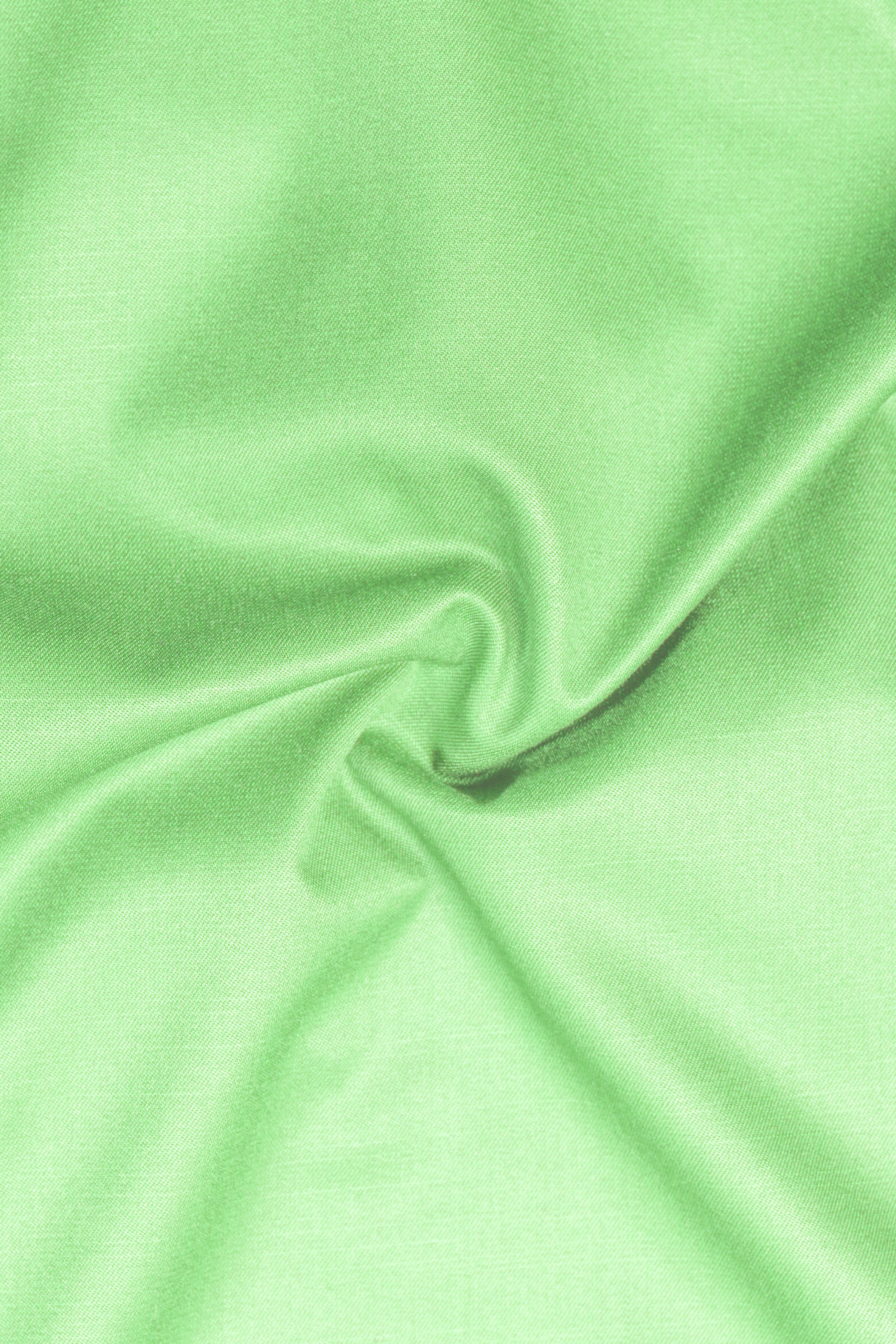 Emerald-Mint Green Solid Wool Rich Peak Lapel Tuxedo Slight Stretch Suit