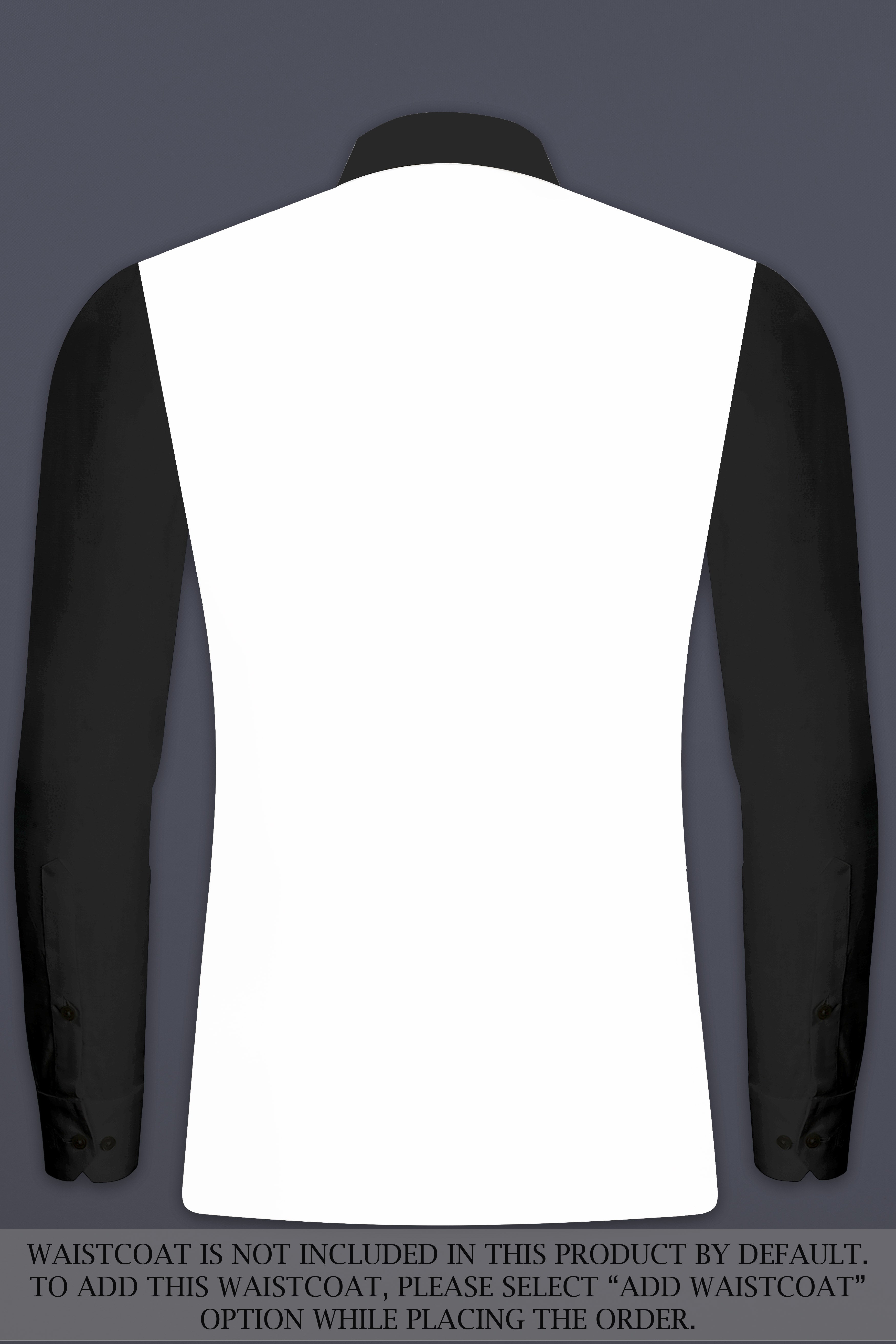 Off White Solid Wool Rich Cross Placket Bandhgala Slight Stretch Suit