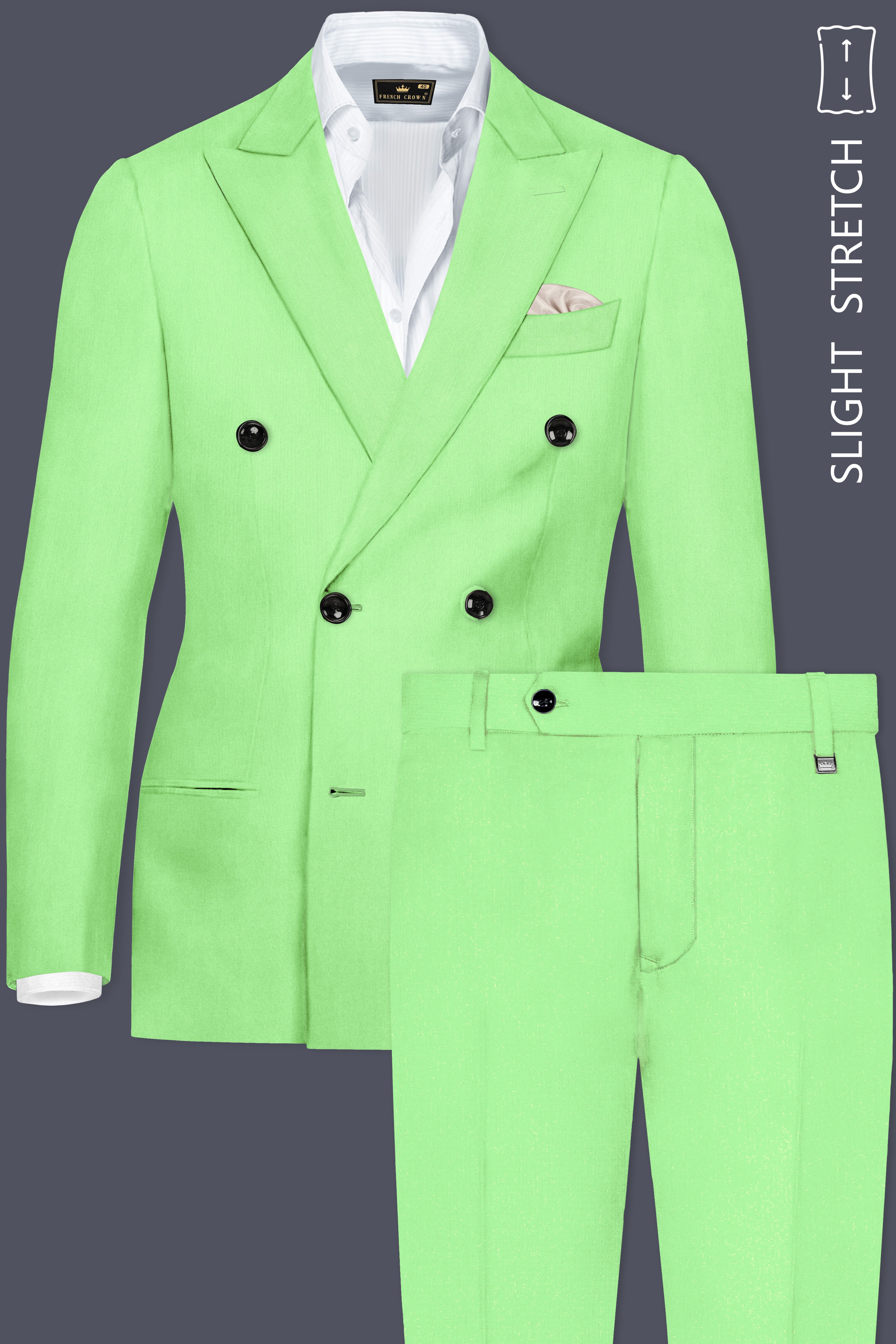 Emerald-Mint Green Solid Premium Wool Blend Double Breasted Suit