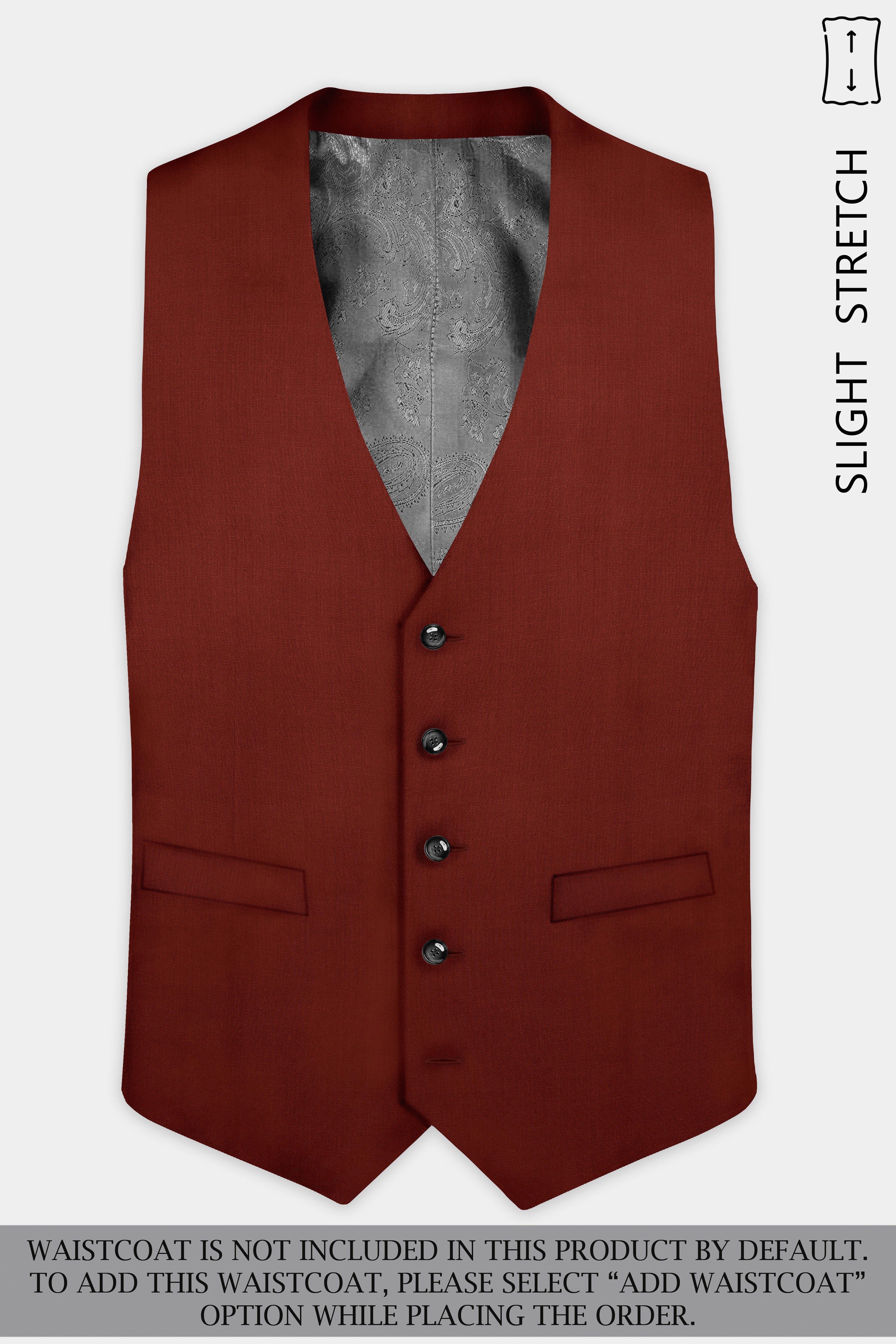 Inferno Rust-Brick Red Solid Wool Rich Single Breasted Slight Stretch Suit