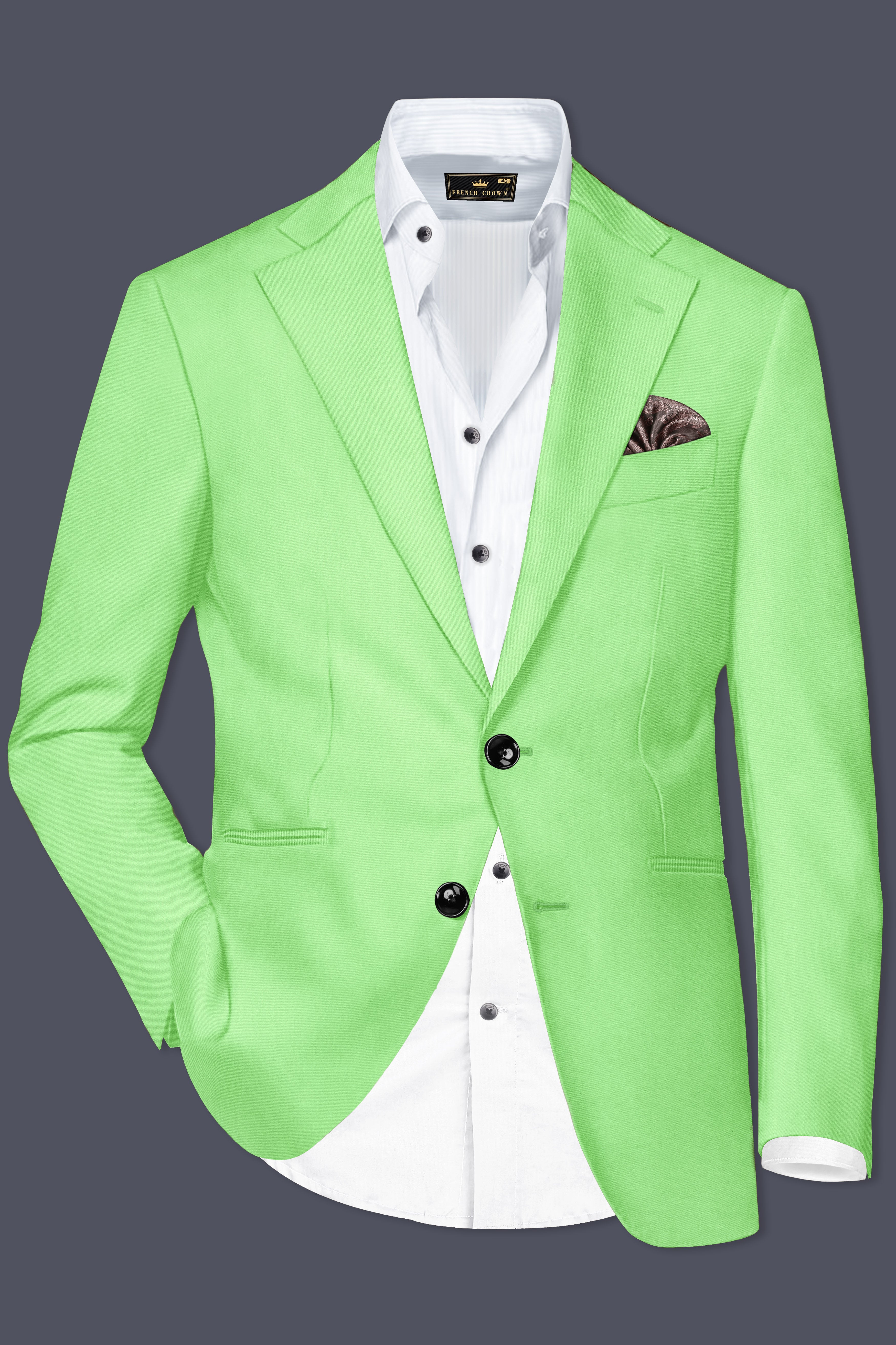 Emerald-Mint Green Solid Wool Rich Single Breasted Suit