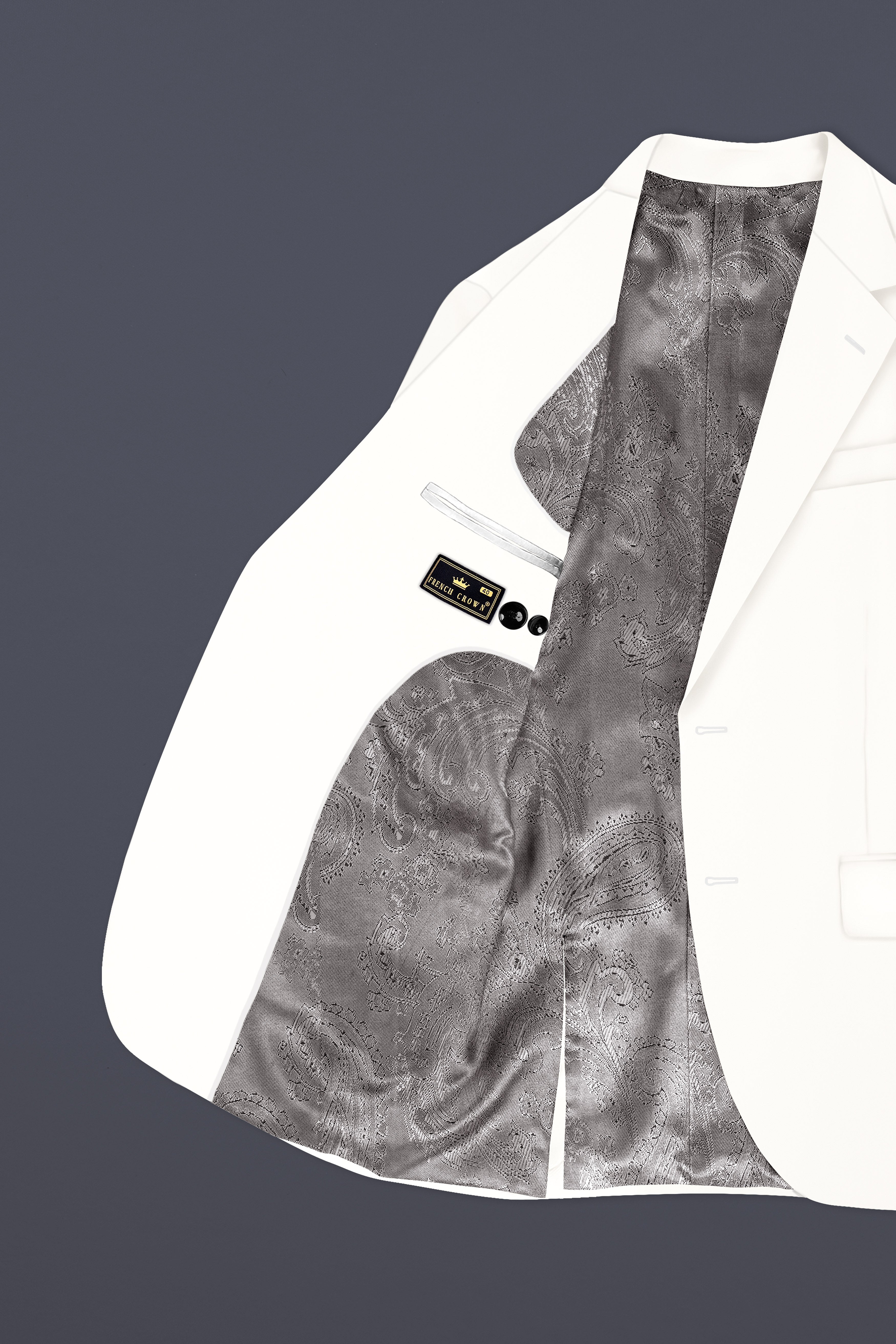 Off White Solid Wool Rich Single Breasted Slight Stretch Suit