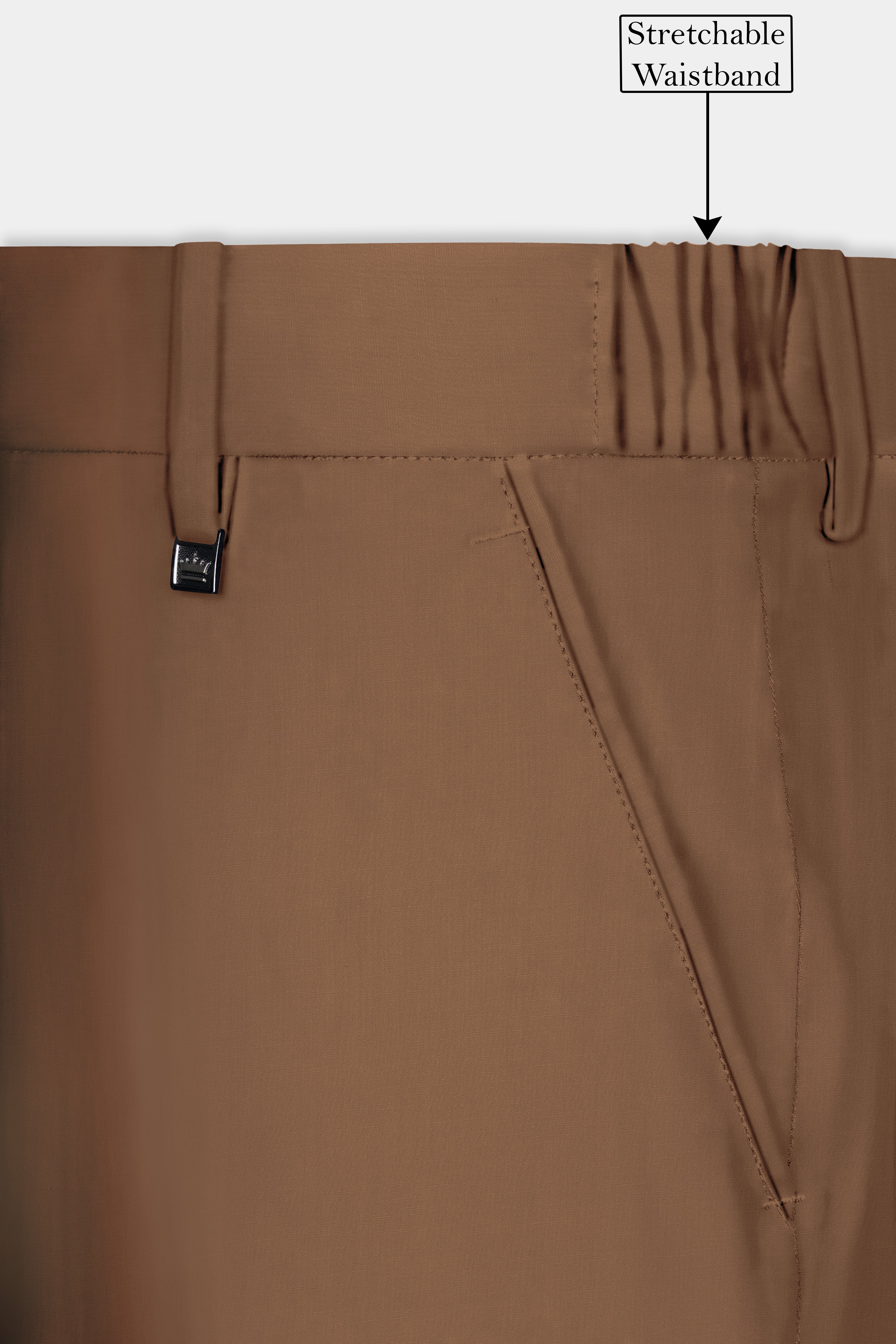 Bronze-Tawny Brown Solid Wool Rich Bandhgala Slight Stretch Suit