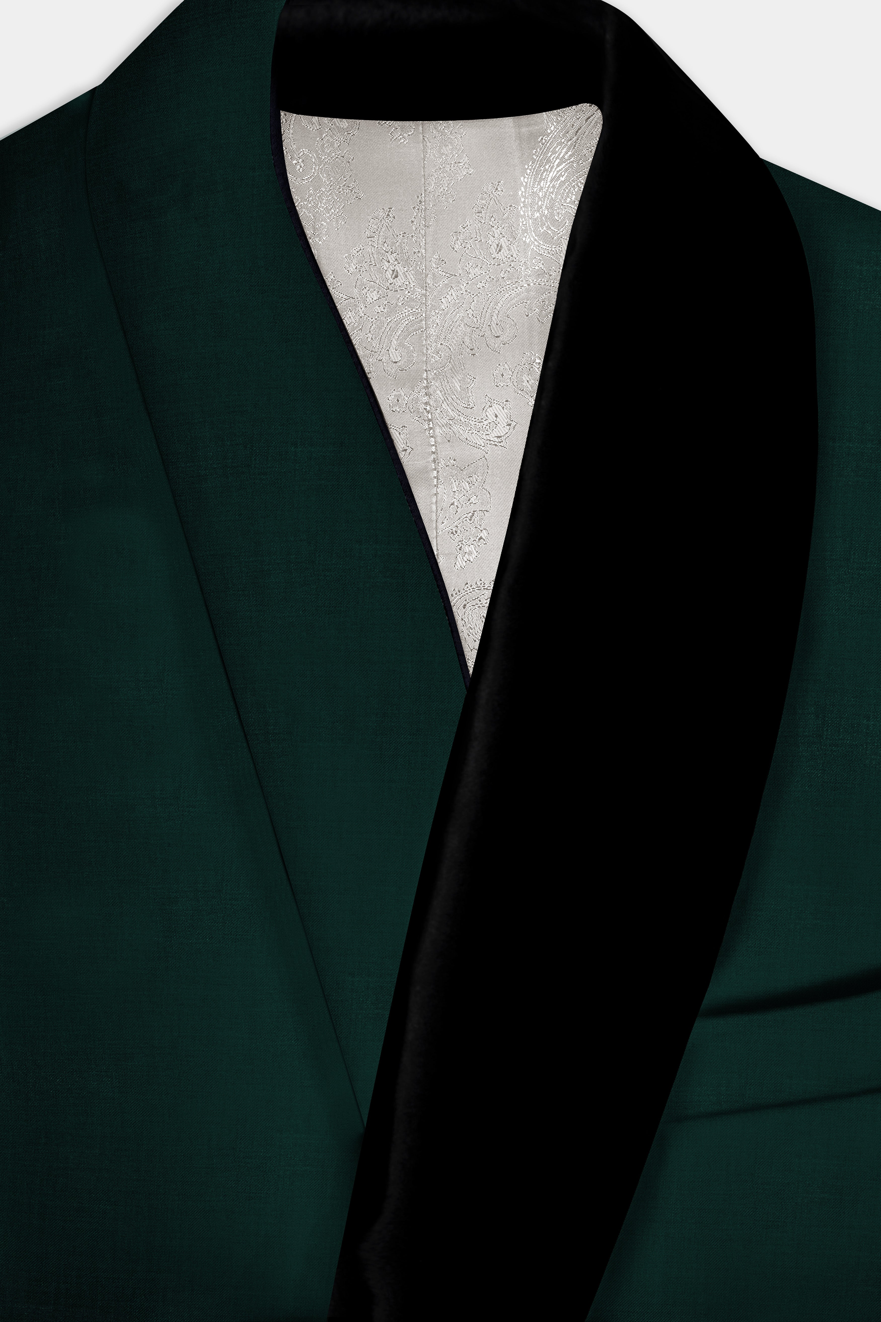 Emerald-Zucchini Green Solid Wool Rich Tuxedo Slight Stretch Suit