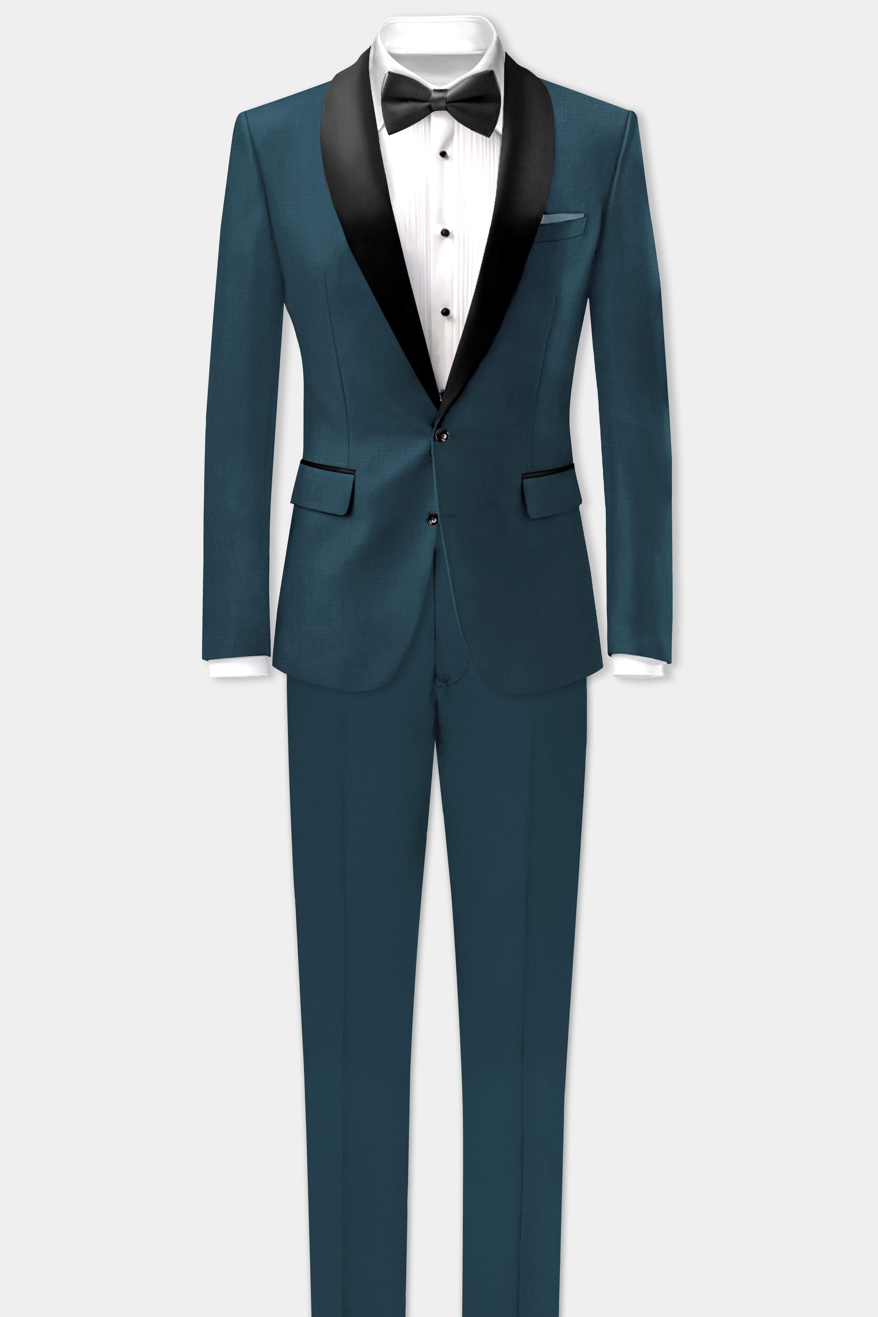 Prestige-Dianne Green Solid Wool Rich Tuxedo Slight Stretch Suit