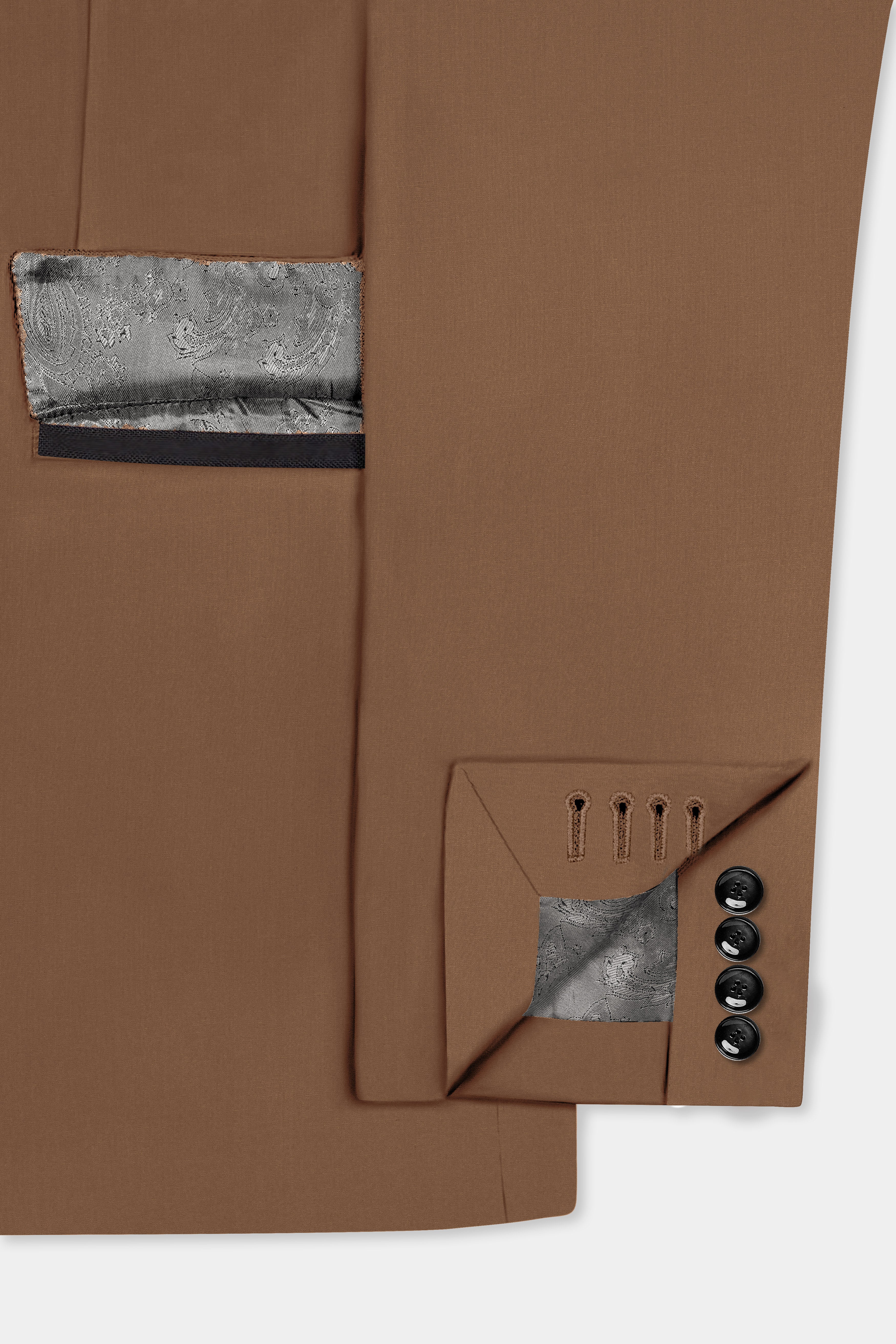 Bronze-Tawny Brown Solid Wool Rich Tuxedo Slight Stretch Suit