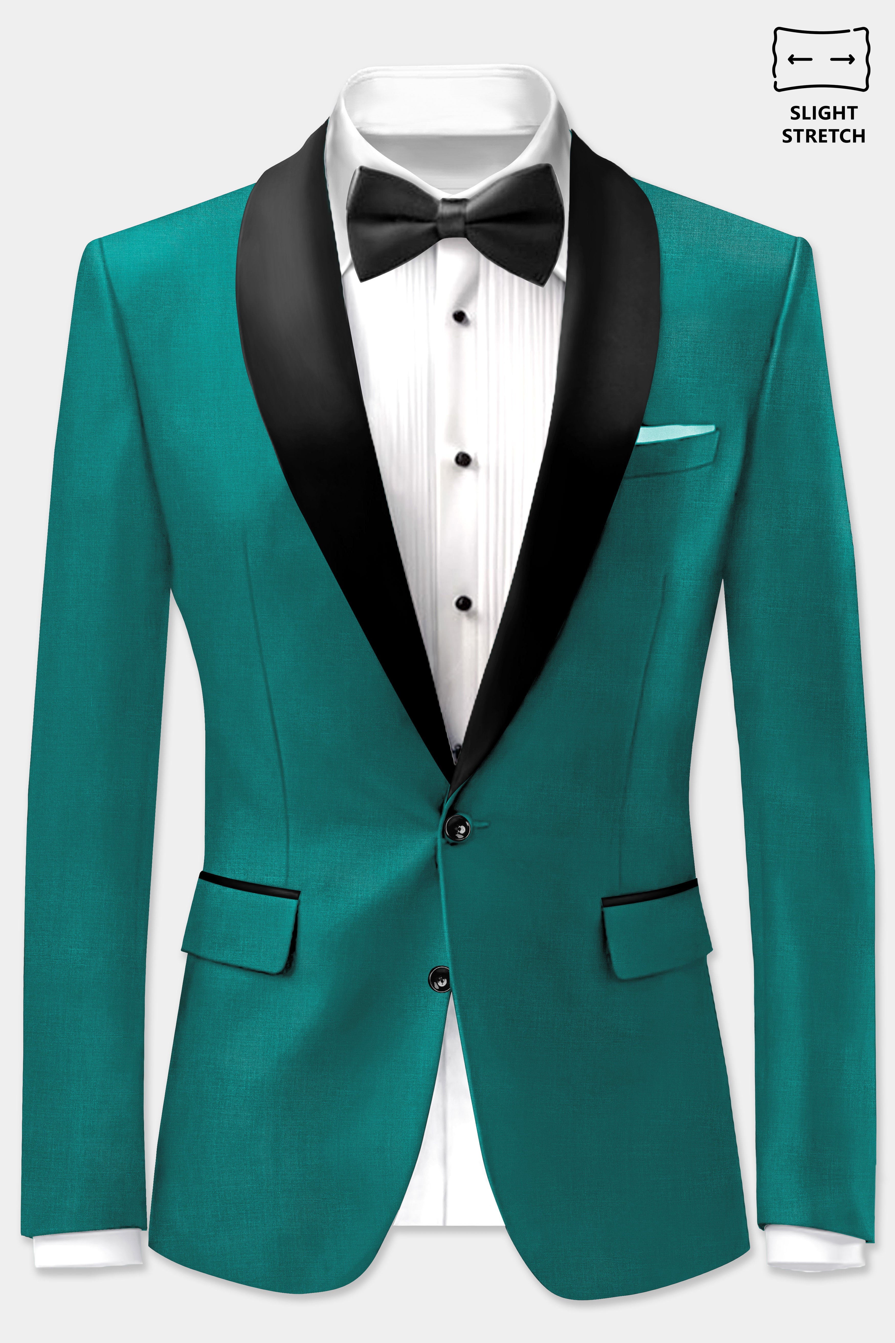Verdant Classic-Surfie Green Solid Wool Rich Tuxedo Slight Stretch Suit