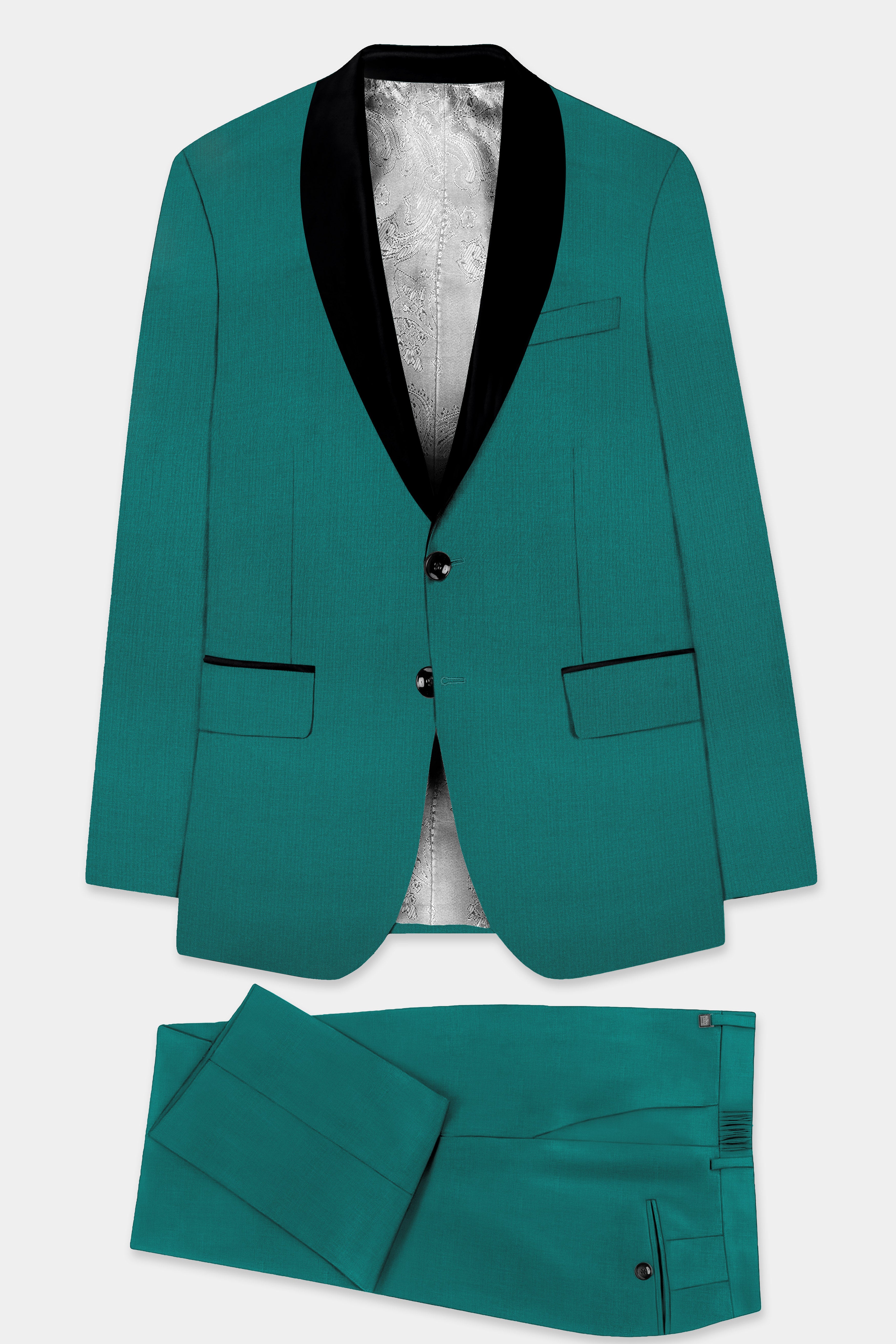 Verdant Classic-Surfie Green Solid Wool Rich Tuxedo Slight Stretch Suit