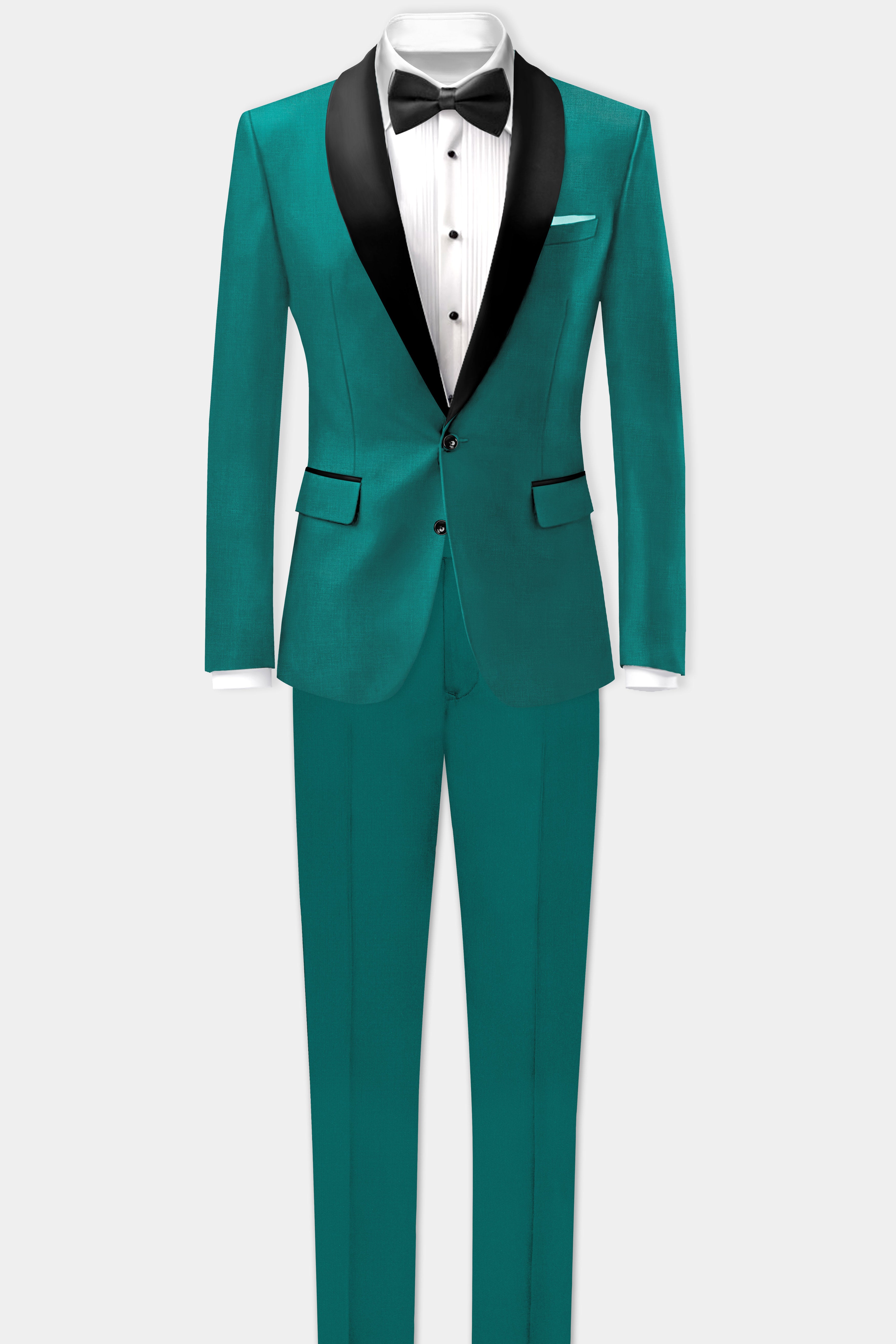 Verdant Classic-Surfie Green Solid Wool Rich Tuxedo Slight Stretch Suit