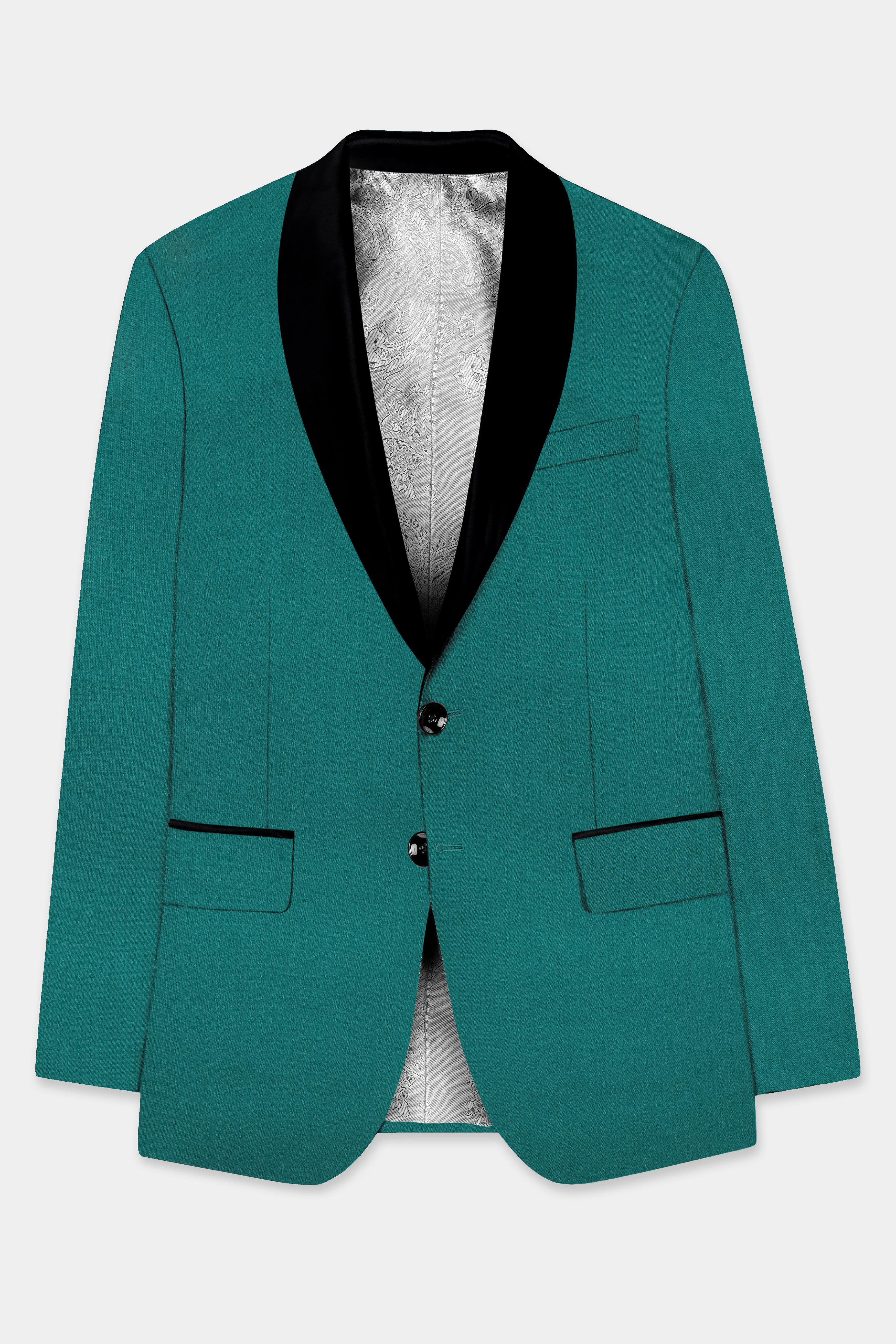 Verdant Classic-Surfie Green Solid Wool Rich Tuxedo Slight Stretch Suit