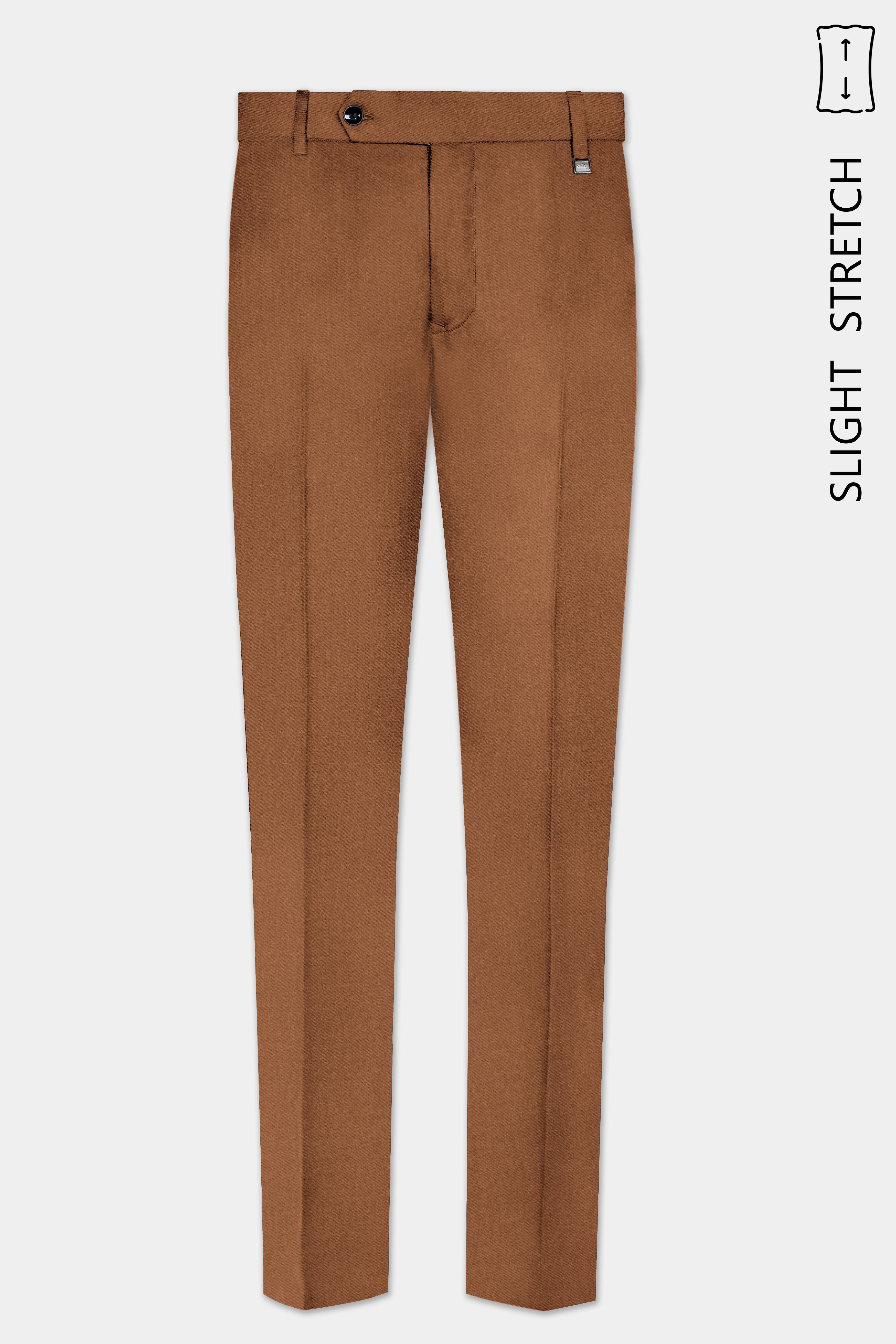 Cinnamon Oak-Sienna Brown Solid Wool Rich Tuxedo Slight Stretch Suit