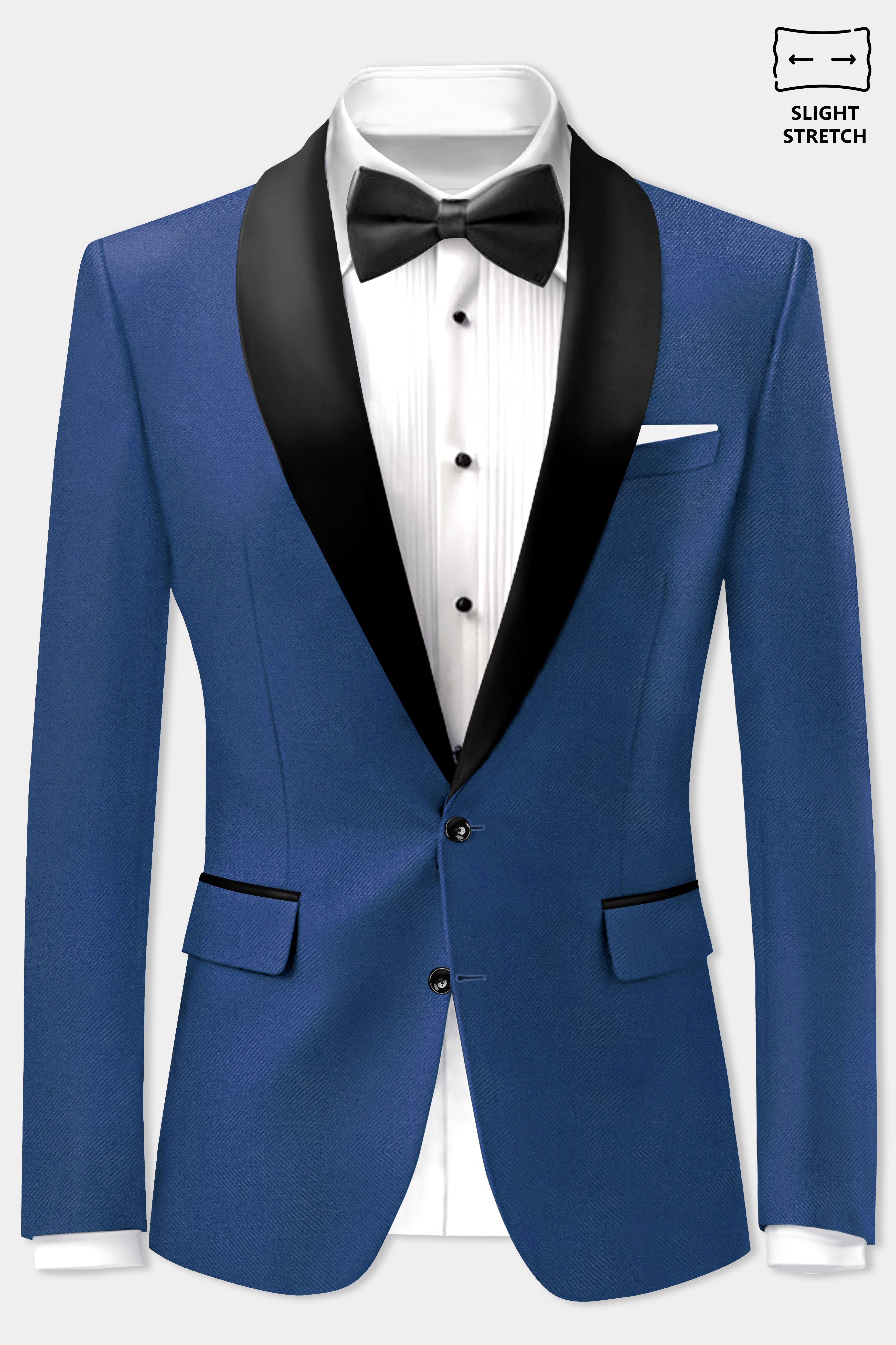 Cerulean Elite-Cobalt Blue Solid Wool Rich Tuxedo Slight Stretch Suit
