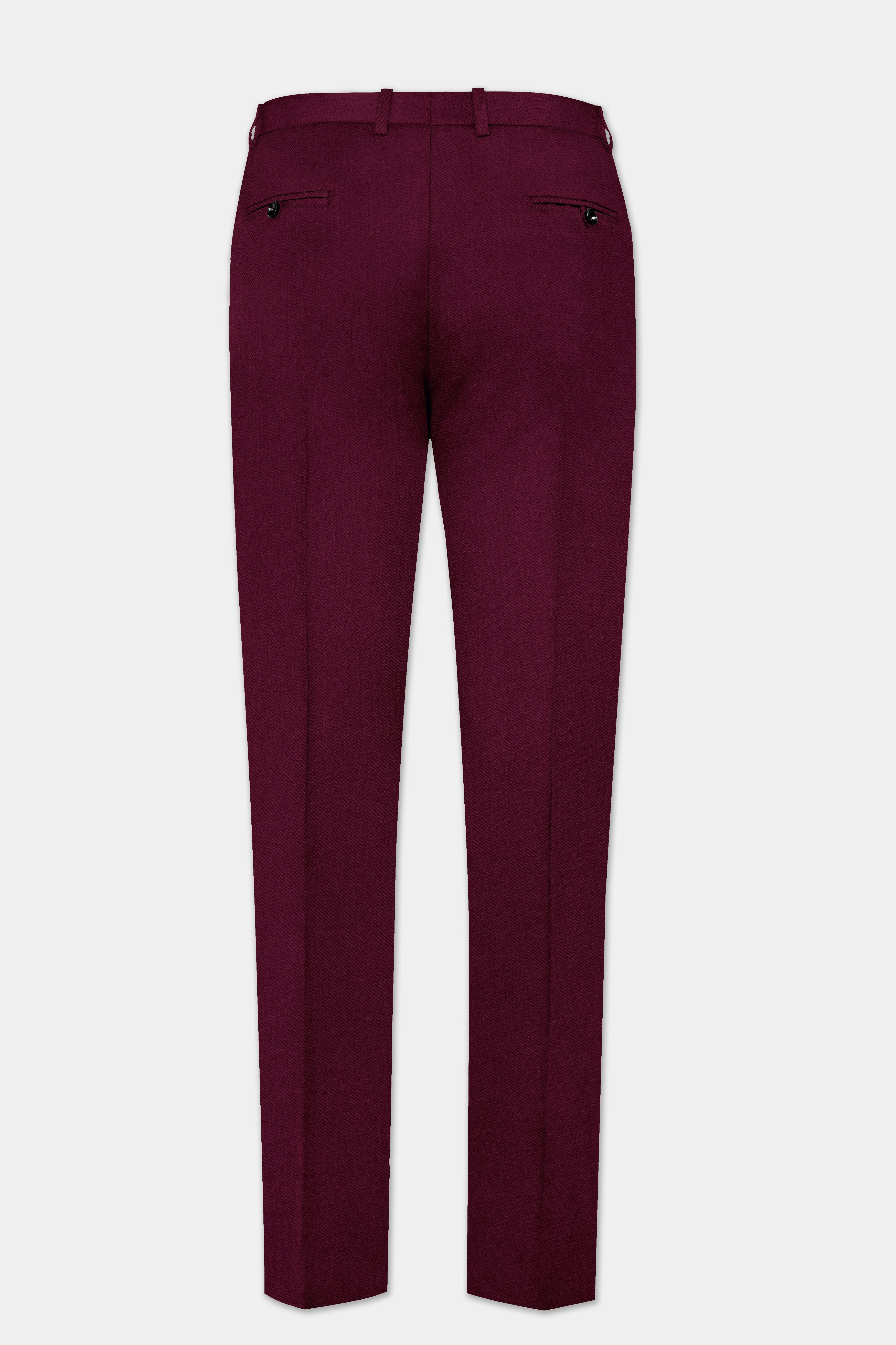 Regal Maroon-Tamarind Solid Wool Rich Tuxedo Slight Stretch Suit