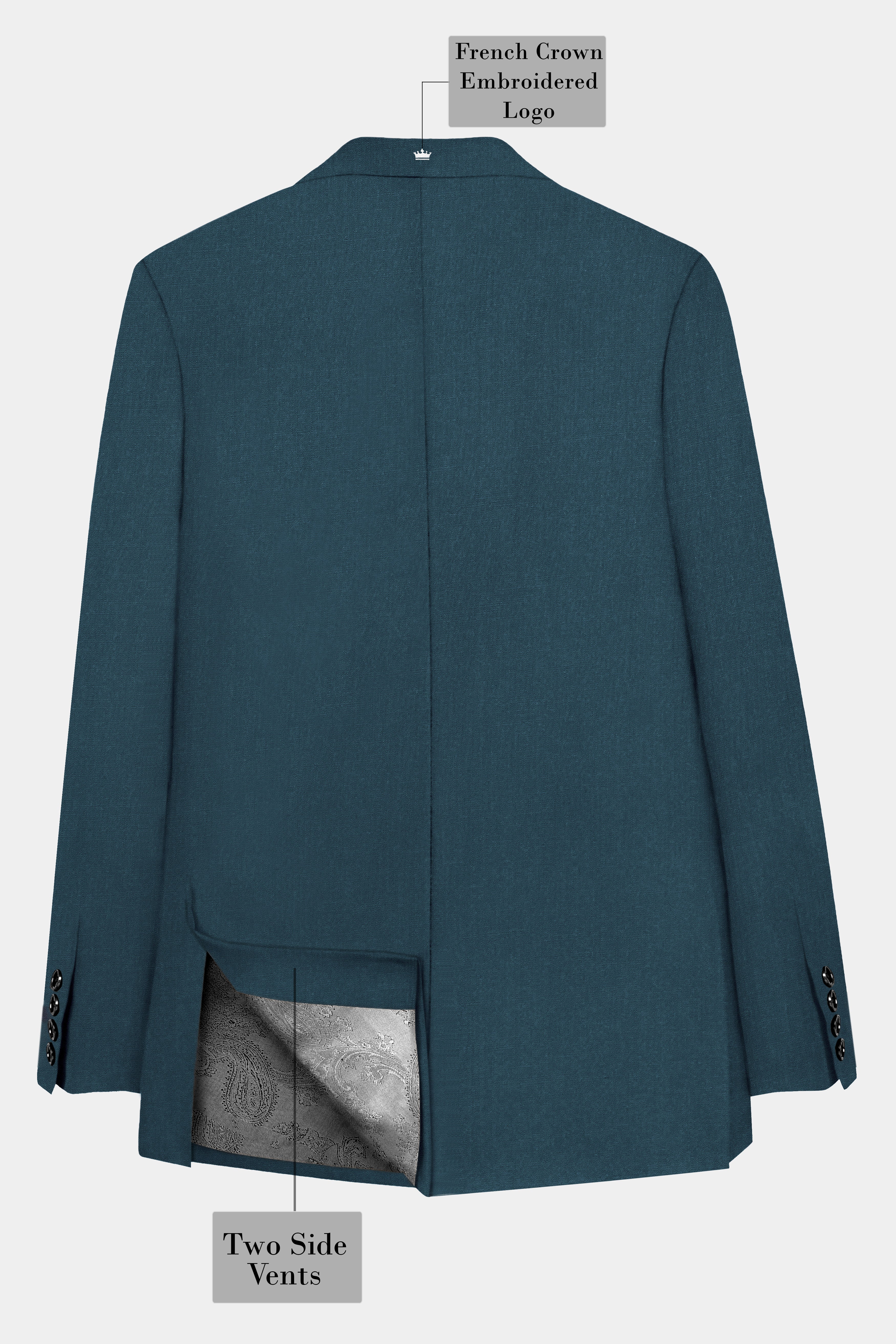 Prestige-Dianne Green Solid Wool Rich Peak Lapel Tuxedo Slight Stretch Suit