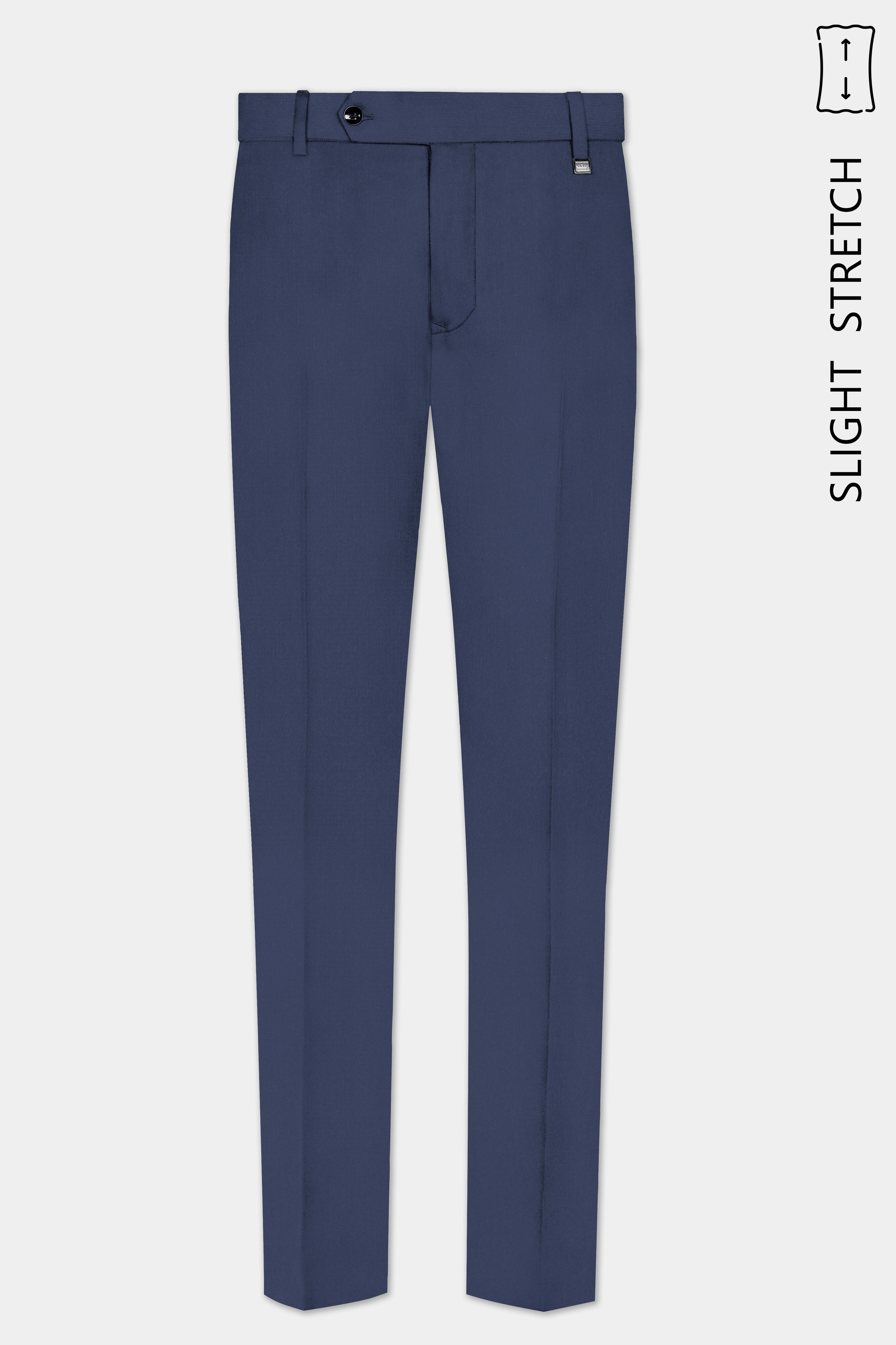 Sapphire-Glaucous Blue Solid Wool Rich Peak Lapel Tuxedo Slight Stretch Suit