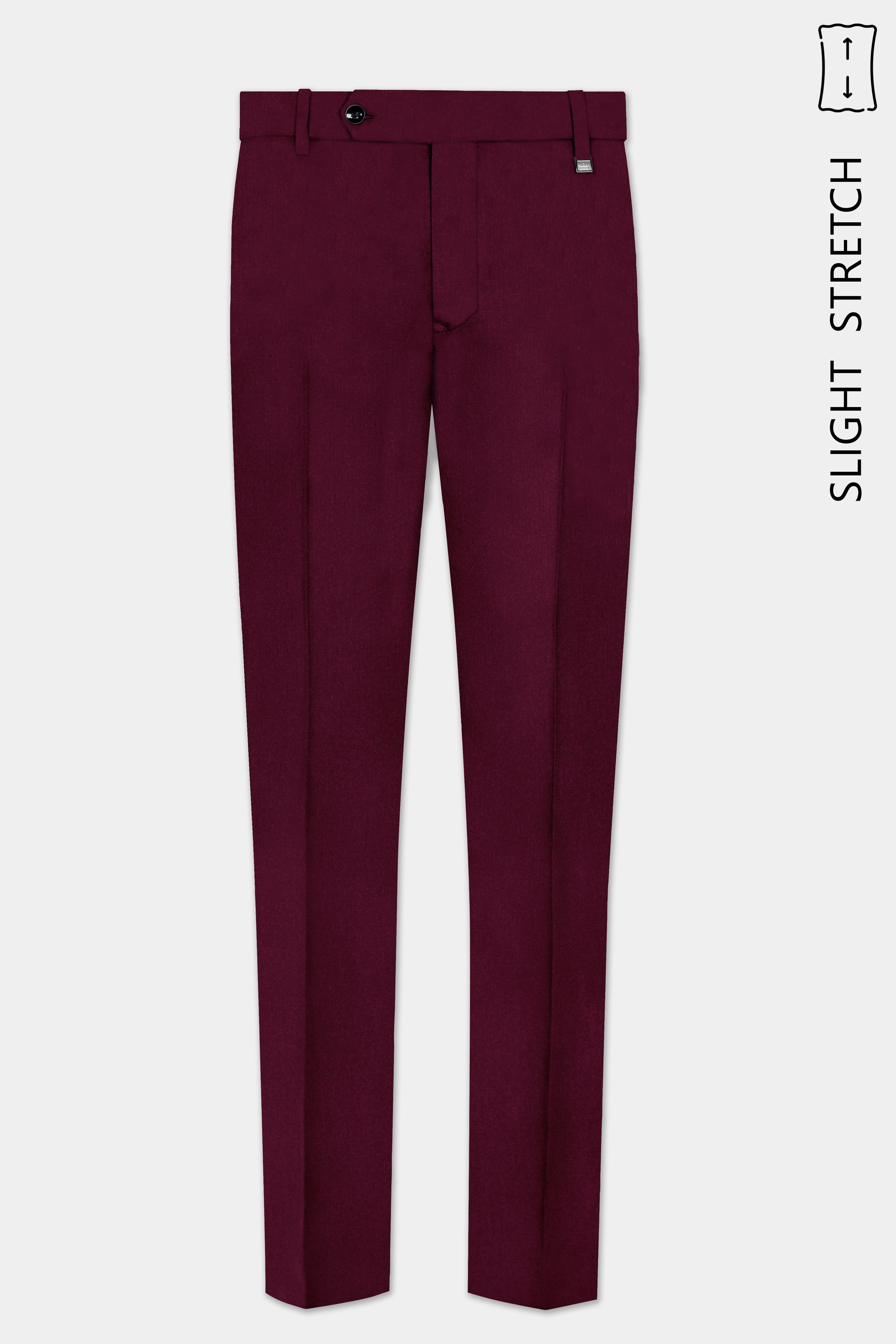 Regal Maroon-Tamarind Solid Wool Rich Peak Lapel Tuxedo Slight Stretch Suit