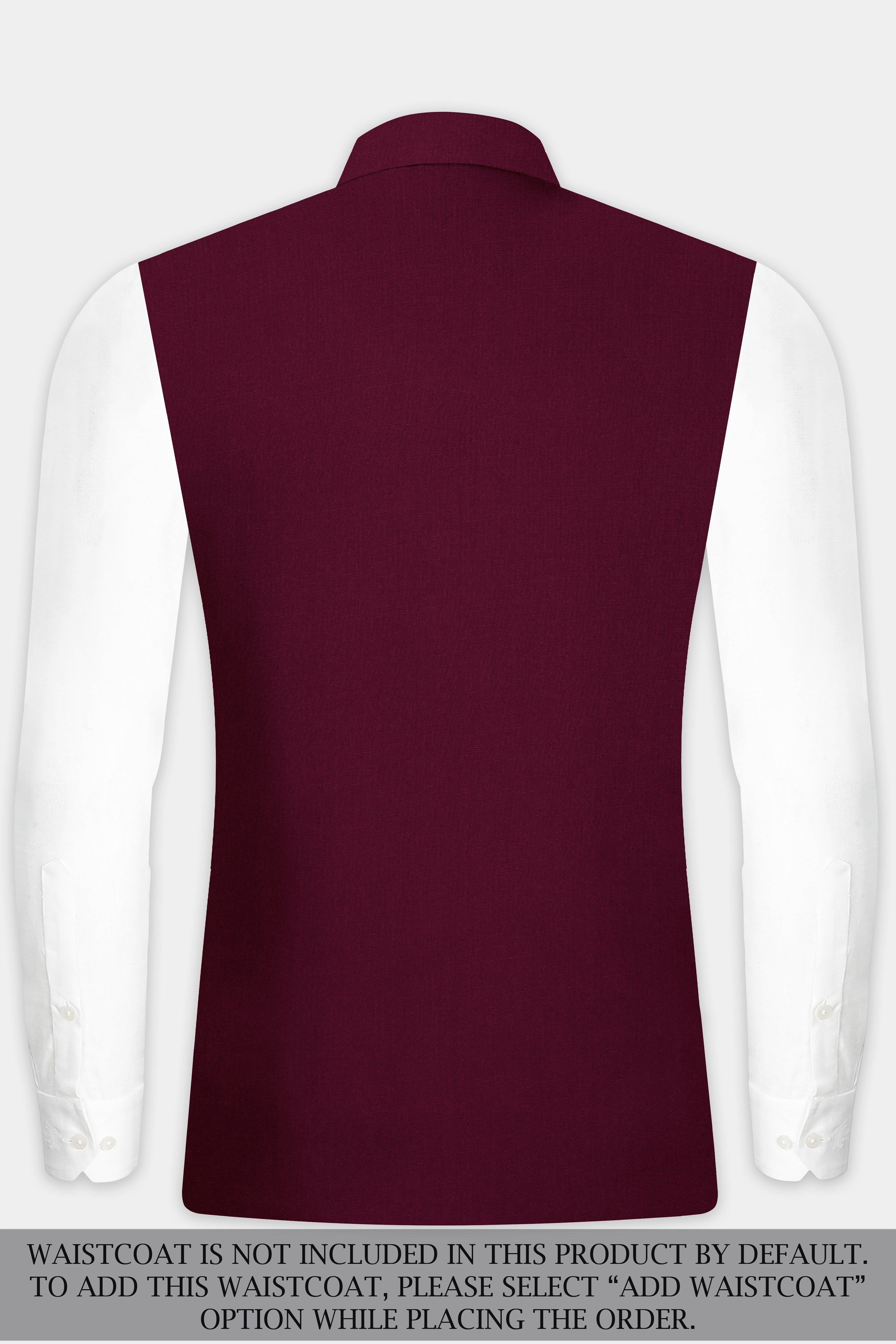 Regal Maroon-Tamarind Solid Wool Rich Cross Placket Bandhgala Slight Stretch Suit