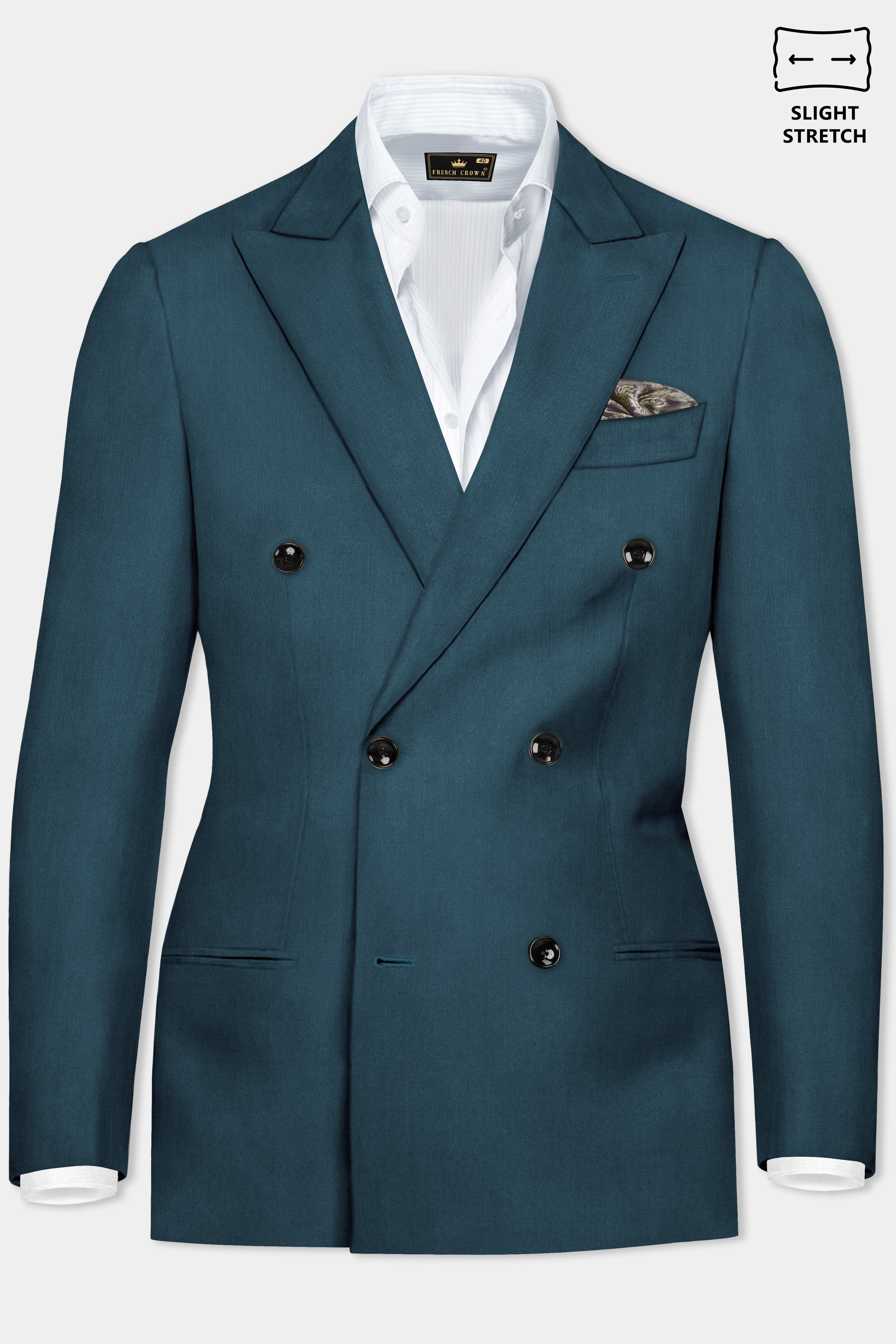 Prestige-Dianne Green Solid Wool Rich Double Breasted Slight Stretch Suit