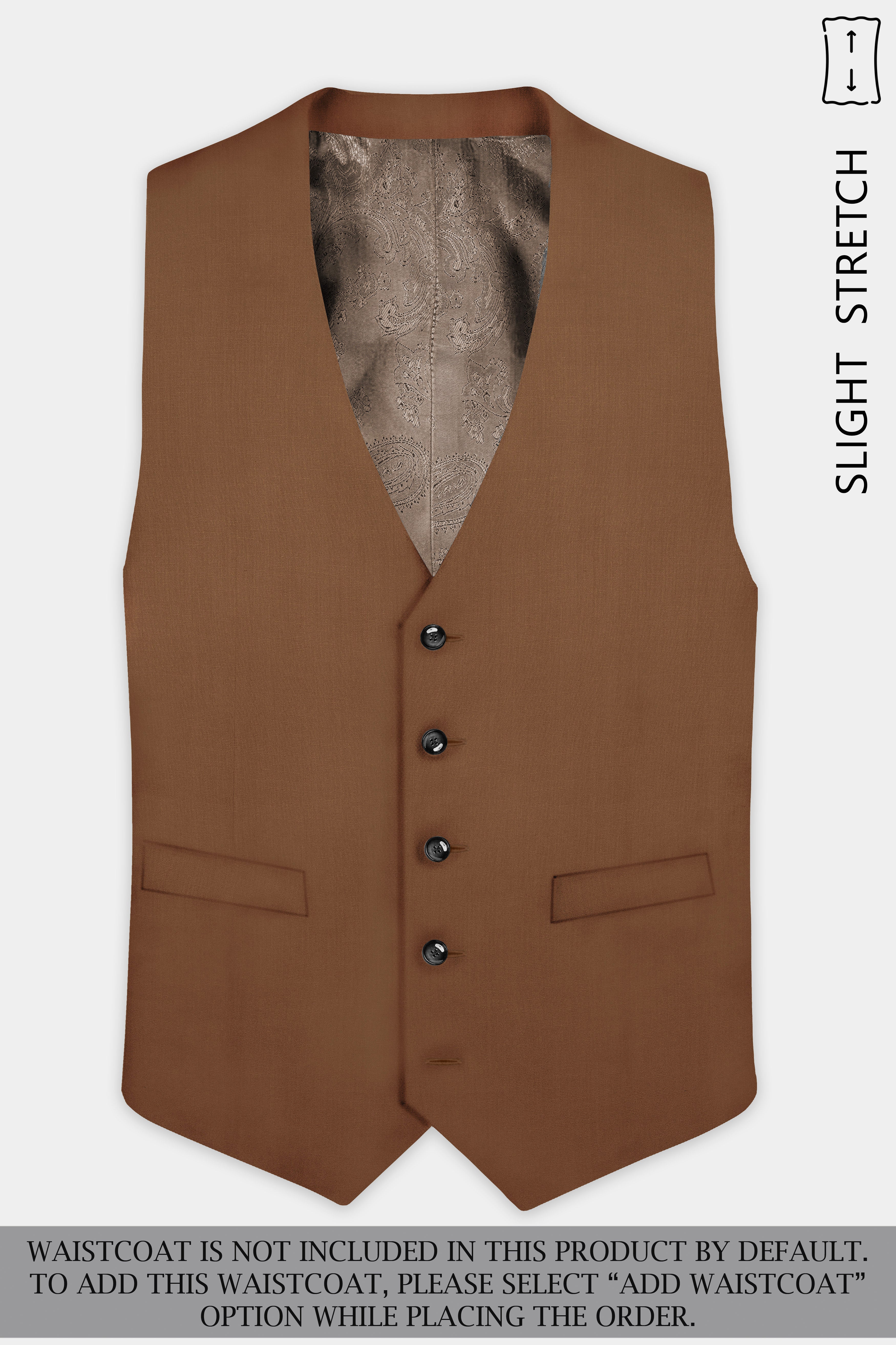 Bronze-Tawny Brown Solid Wool Rich Double Breasted Slight Stretch Suit