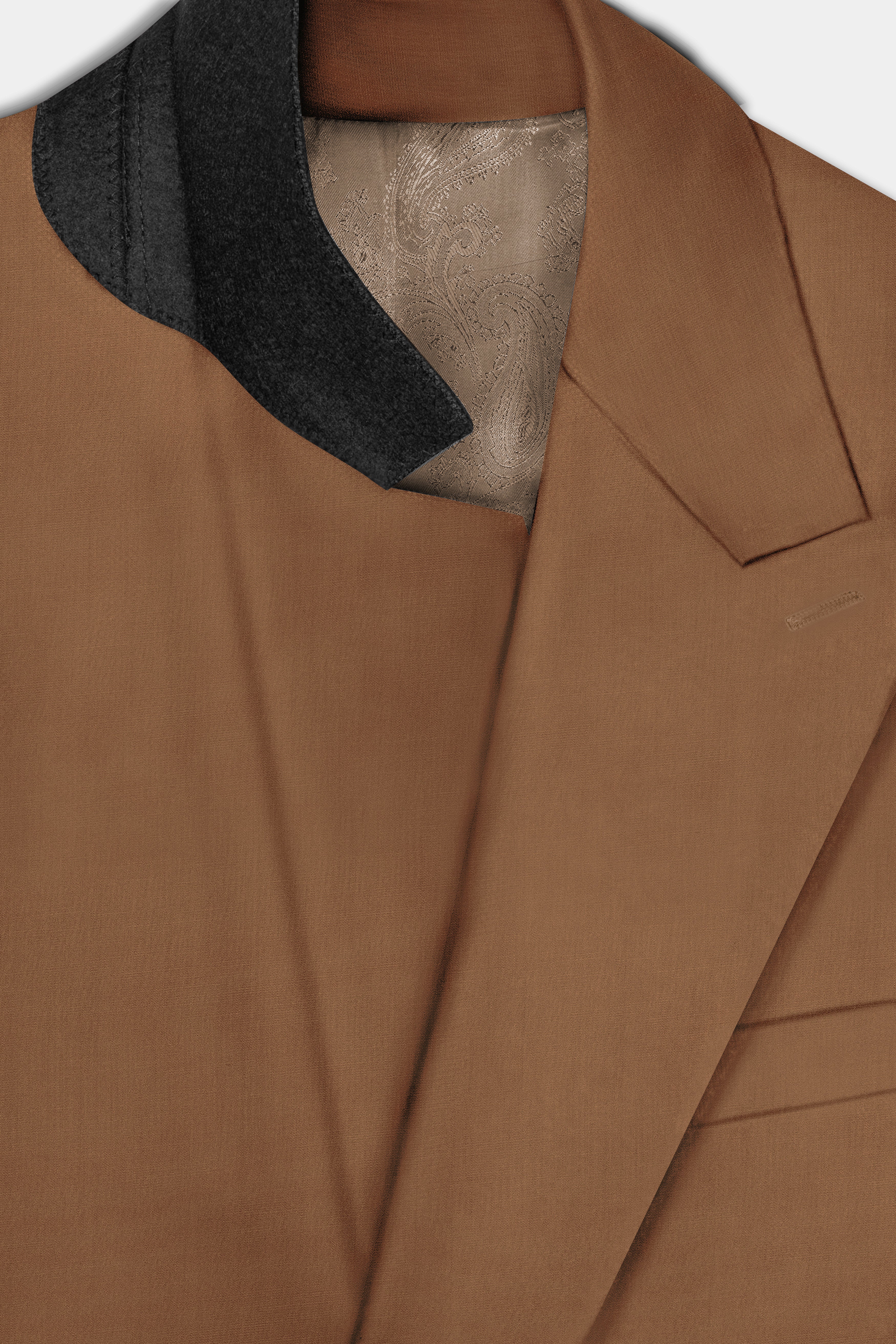 Bronze-Tawny Brown Solid Wool Rich Double Breasted Slight Stretch Suit