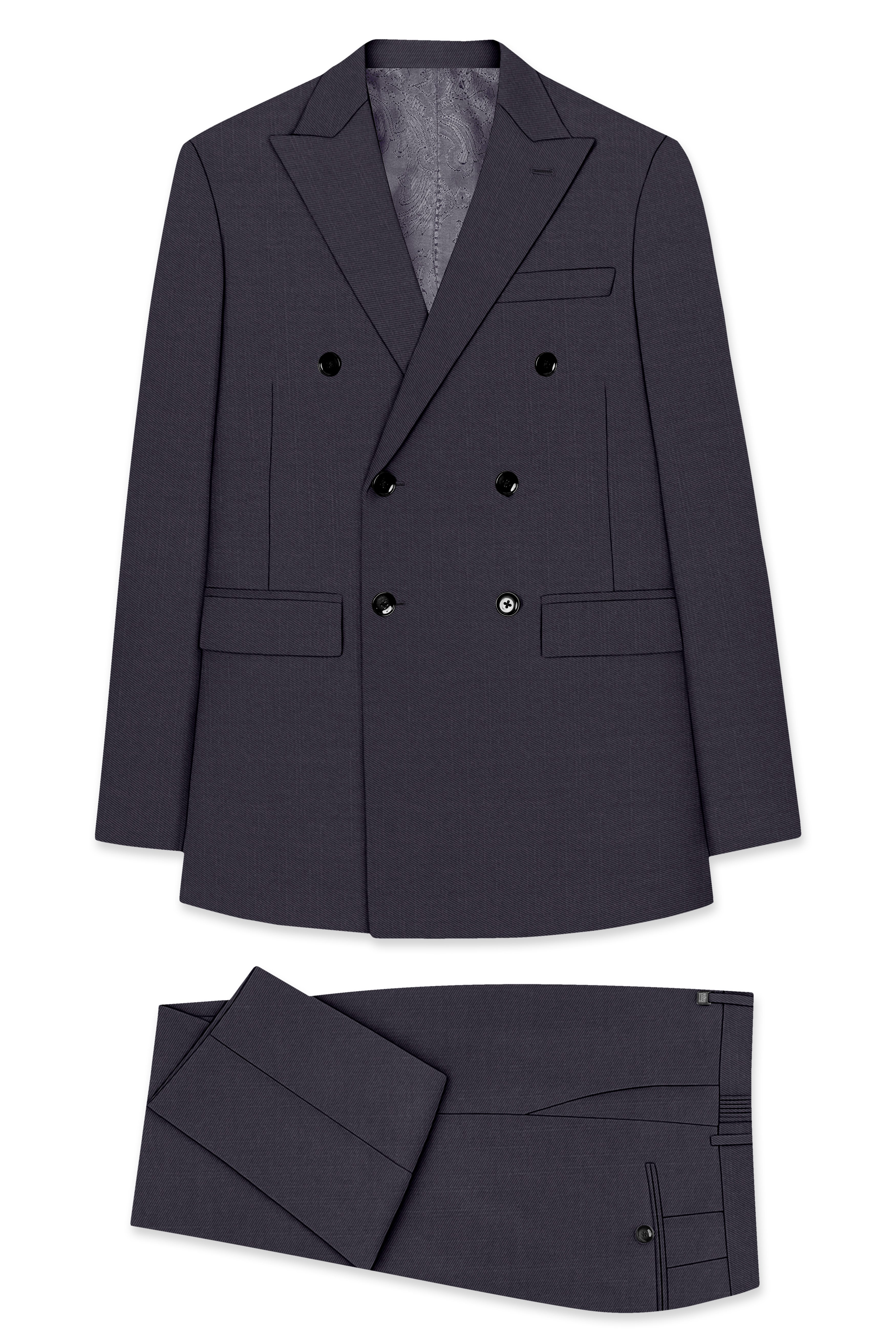 Vogue-Glaucous Gray Solid Premium Wool Rich Double Breasted Suit