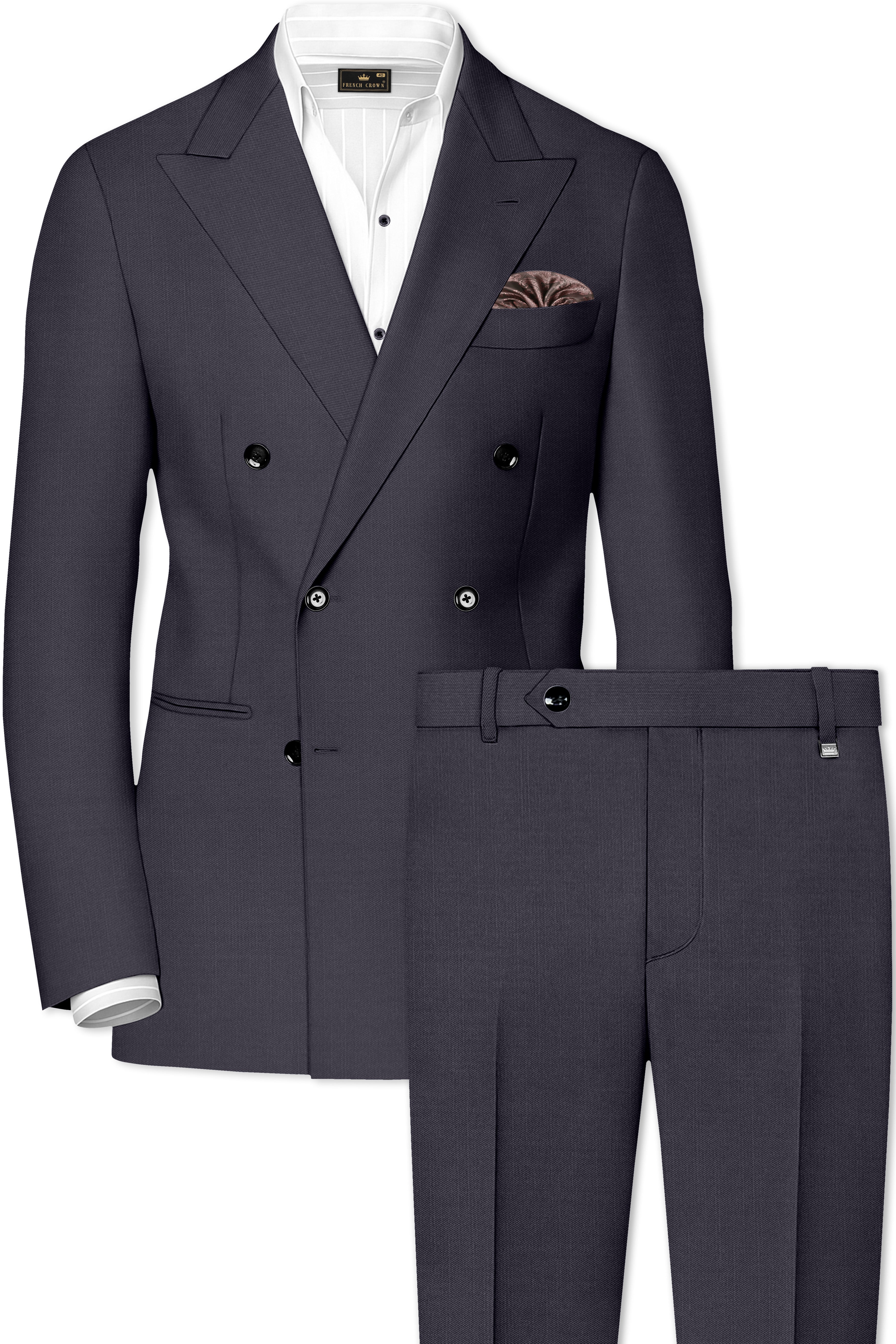 Vogue-Glaucous Gray Solid Premium Wool Rich Double Breasted Suit