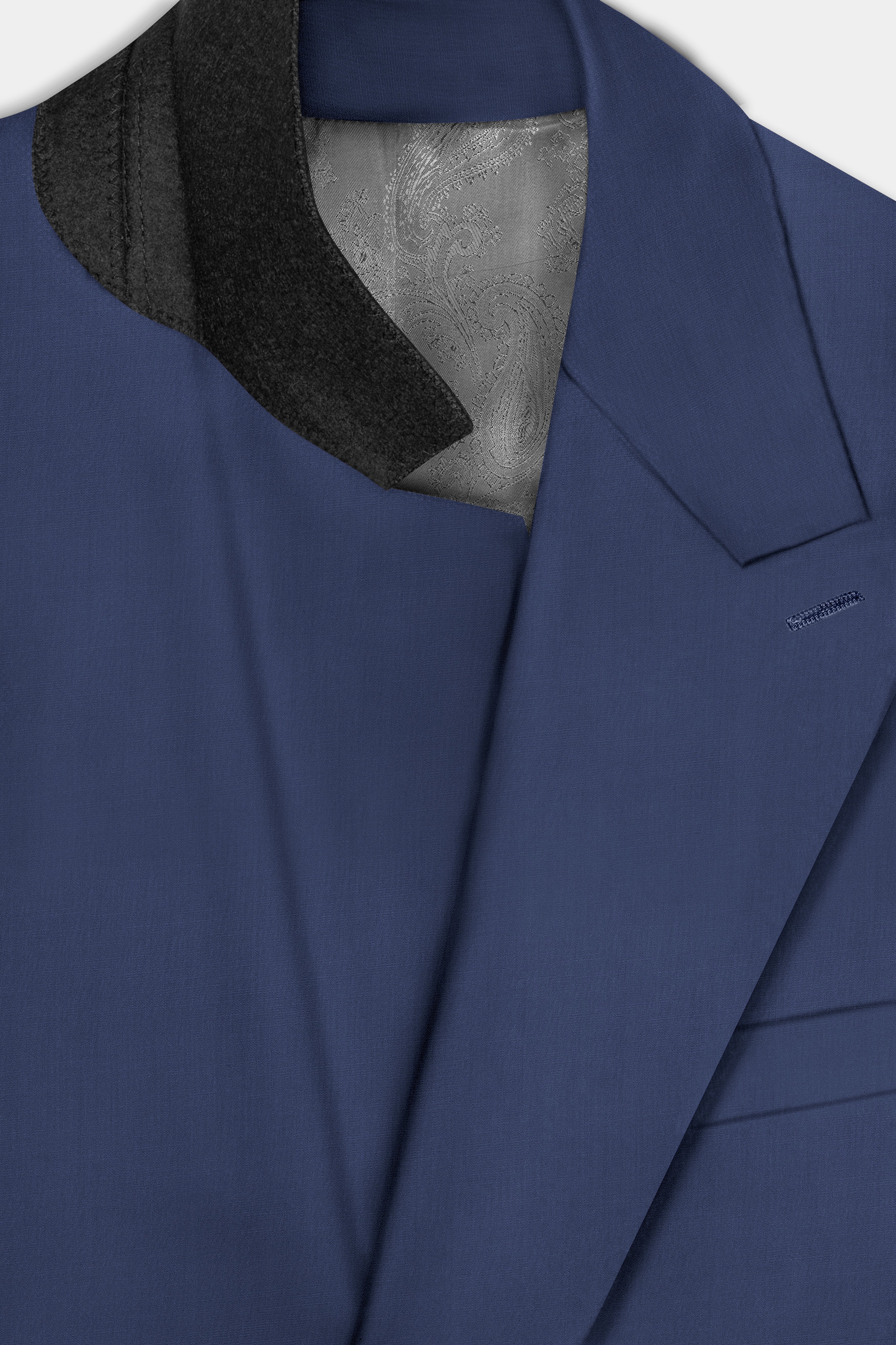 Sapphire-Glaucous Blue Solid Wool Rich Double Breasted Slight Stretch Suit