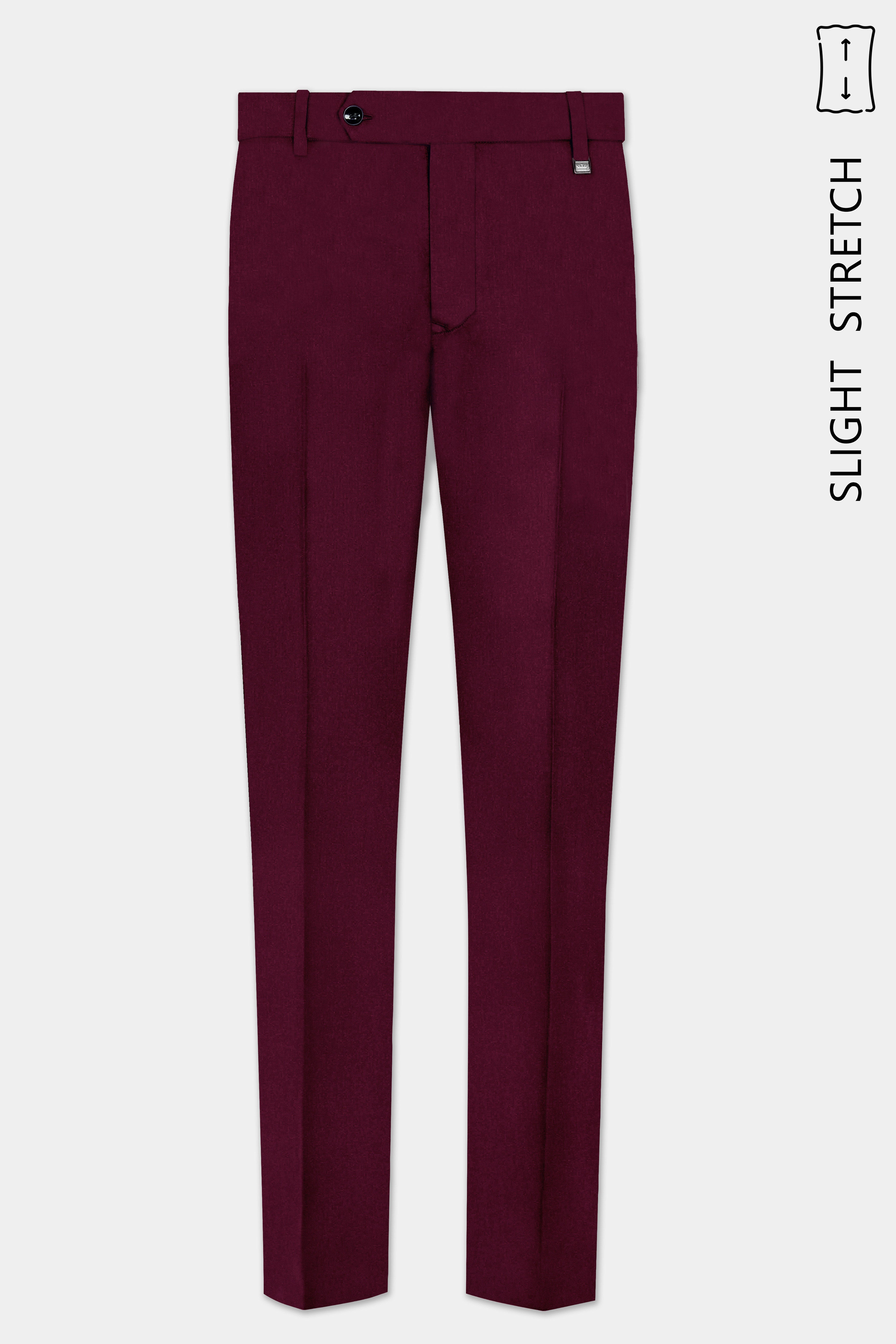 Regal Maroon-Tamarind Solid Wool Rich Double Breasted Slight Stretch Suit