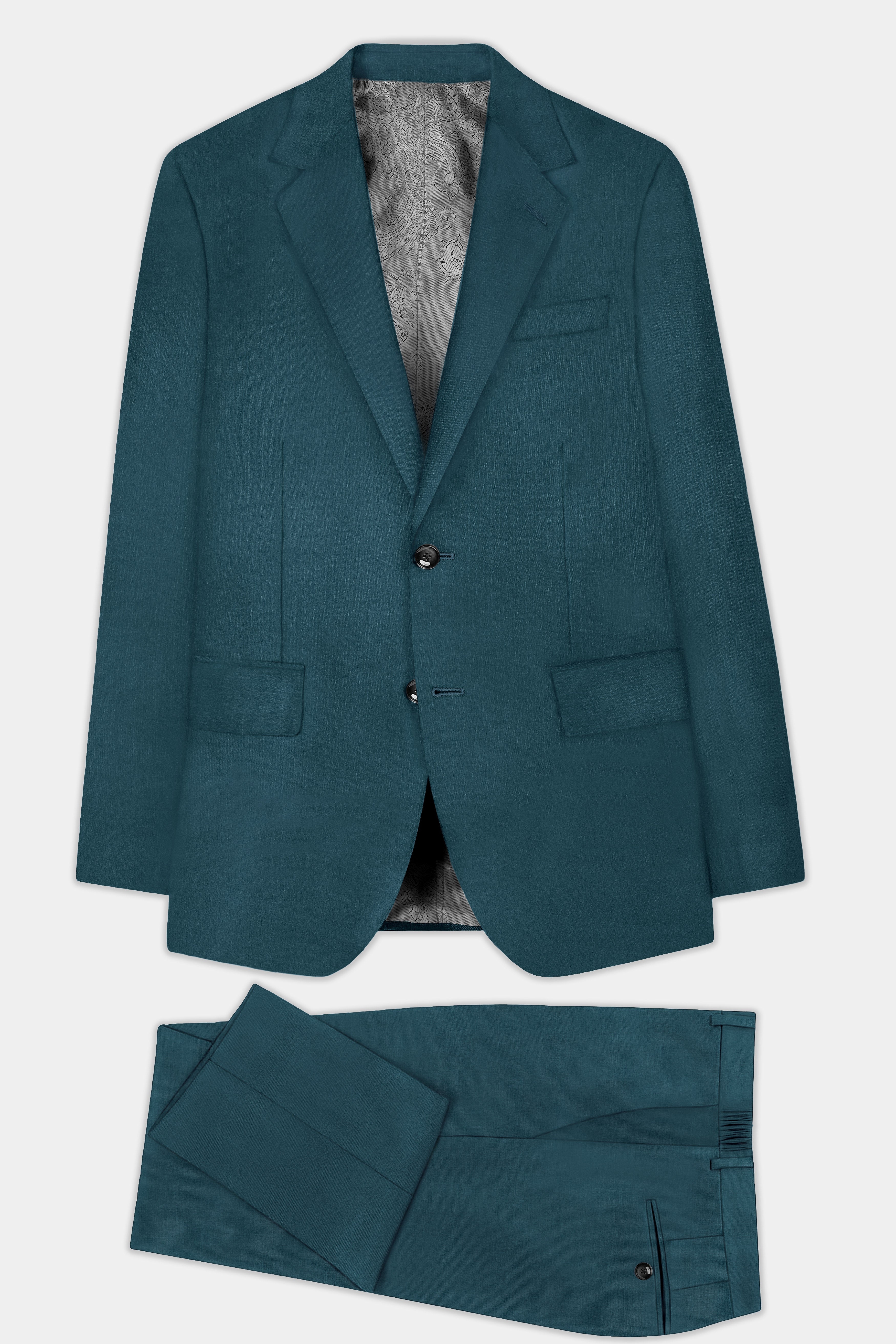 Prestige-Dianne Green Solid Wool Rich Single Breasted Slight Stretch Suit